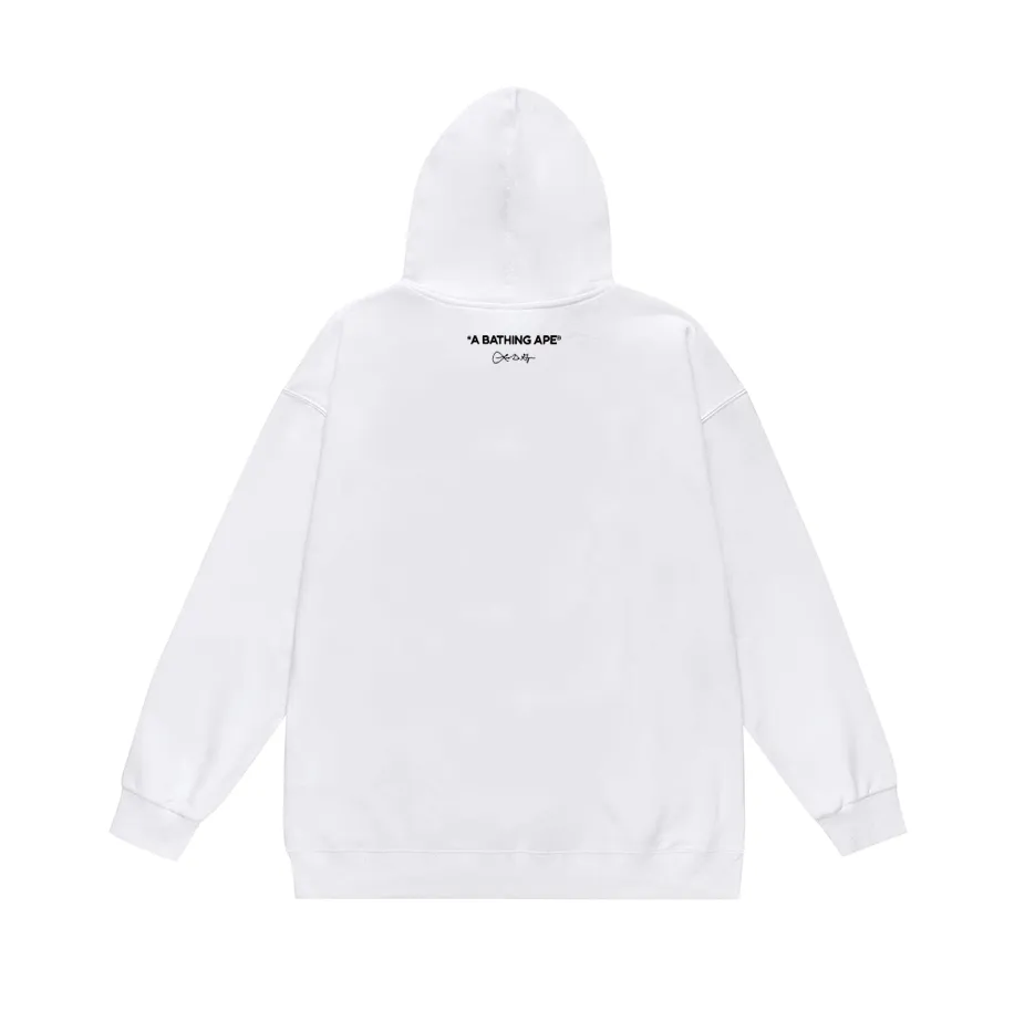 P190 model number SC608# terry 85 plus velvet 95 (top version) BAPE ape head letter printed hooded sweatshirt. Made of 380g large terry (drop shoulder large version) fabric. The texture is soft and non-pilling. Imported environmentally friendly printing glue. The pattern is bright and three-dimensional. Quality 💥Same style for men and women. The upper body is trendy. Color: black white gray Size: S M L XL XXL