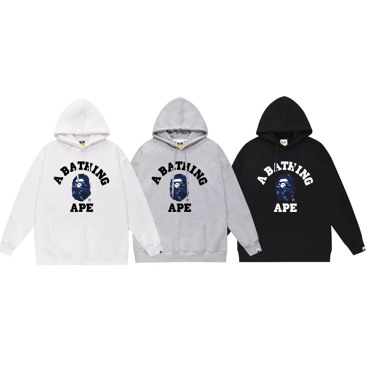 Model No. SC745# Terry p160 plus velvet 180💰 (top version) BAPE classic monogram ape head pattern hooded sweatshirt. Made of 380g large terry (drop shoulder large version) fabric. The texture is soft and non-pilling. Imported environmentally friendly printing glue. The pattern is bright and three-dimensional. Quality💥Same style for men and women. The upper body is trendy. Color: black white gray Size: S M L XL XXL