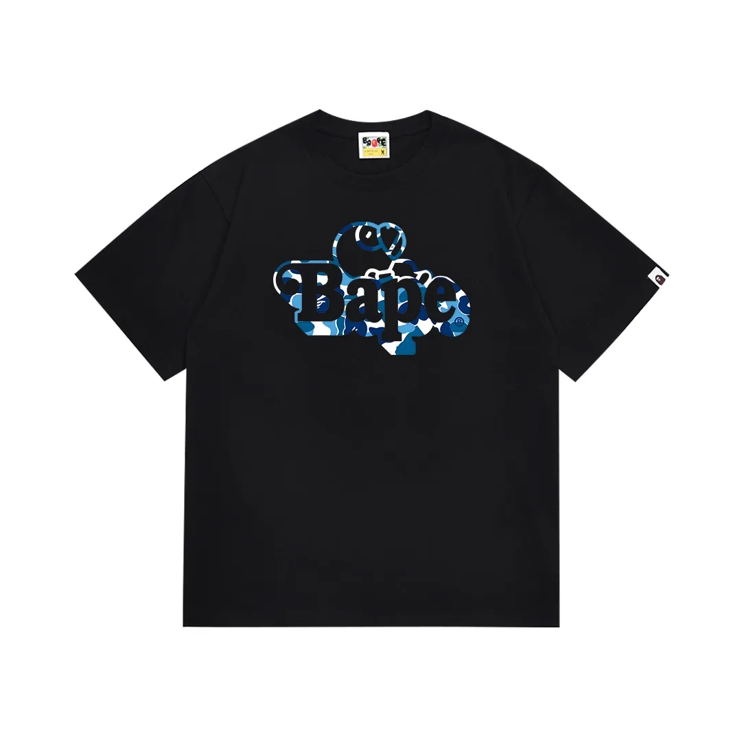 SC109#p110💰 (top version) BAPE camouflage cartoon BABY MILO printed pattern short-sleeved T-shirt Made of 260 grams of high-quality high-weave pure cotton fabric, double yarn combed, soft and non-pilling texture, imported environmentally friendly printing glue, bright and three-dimensional pattern, quality 💥Same style for men and women, the upper body is fashionable Color: black green white green black blue white blue black red white red Size: S M L XL XXL