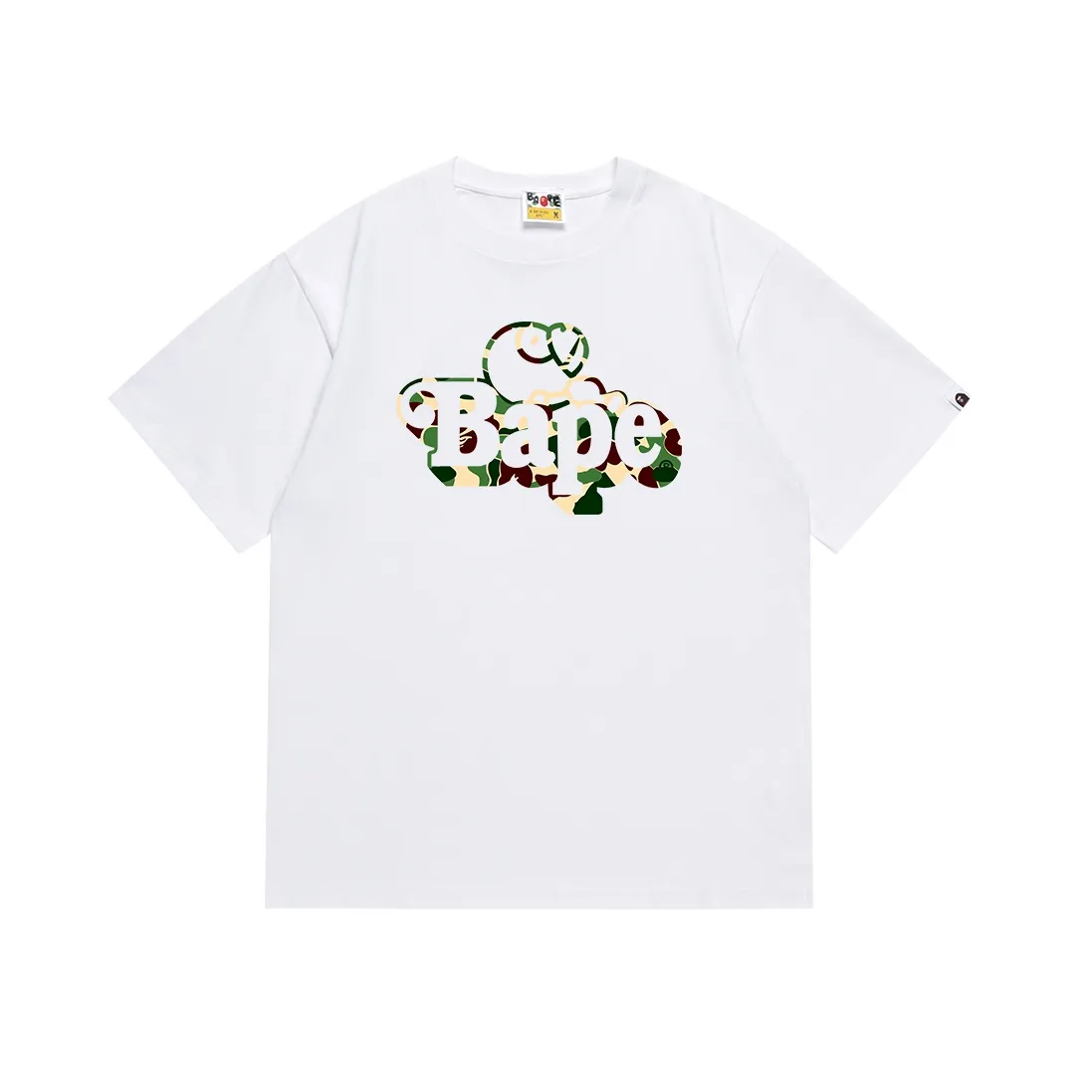SC109#p110💰 (top version) BAPE camouflage cartoon BABY MILO printed pattern short-sleeved T-shirt Made of 260 grams of high-quality high-weave pure cotton fabric, double yarn combed, soft and non-pilling texture, imported environmentally friendly printing glue, bright and three-dimensional pattern, quality 💥Same style for men and women, the upper body is fashionable Color: black green white green black blue white blue black red white red Size: S M L XL XXL