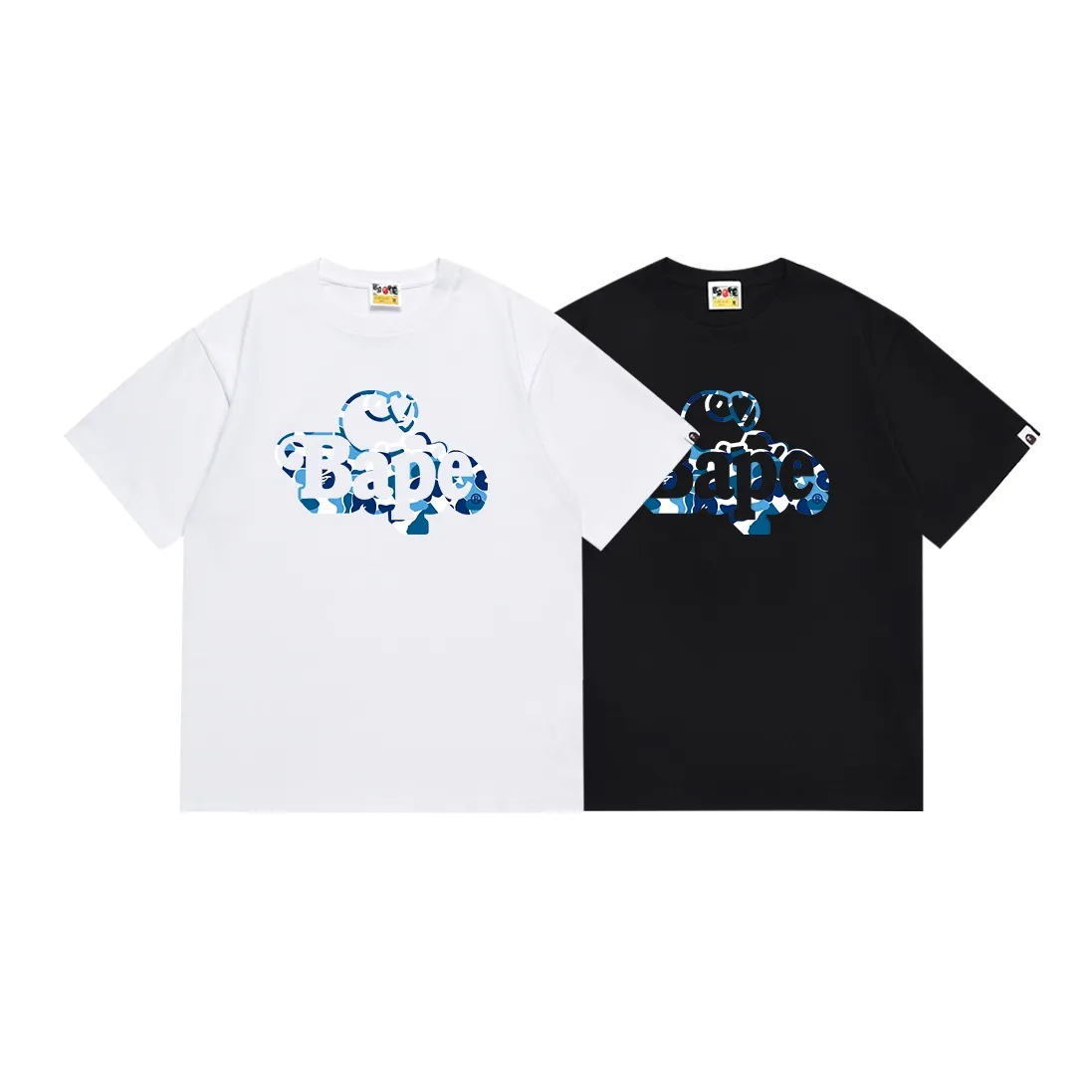 SC109#p110💰 (top version) BAPE camouflage cartoon BABY MILO printed pattern short-sleeved T-shirt Made of 260 grams of high-quality high-weave pure cotton fabric, double yarn combed, soft and non-pilling texture, imported environmentally friendly printing glue, bright and three-dimensional pattern, quality 💥Same style for men and women, the upper body is fashionable Color: black green white green black blue white blue black red white red Size: S M L XL XXL