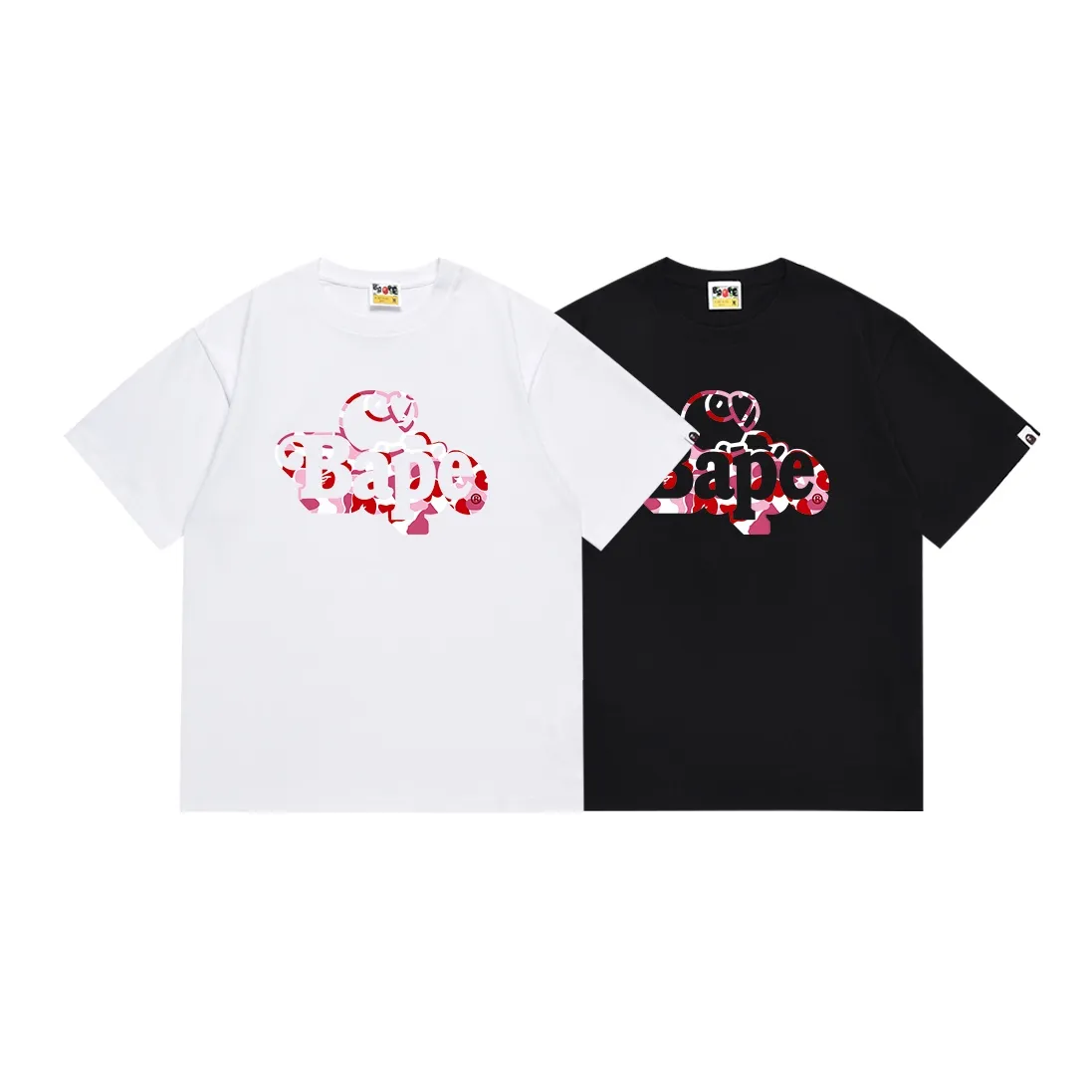 SC109#p110💰 (top version) BAPE camouflage cartoon BABY MILO printed pattern short-sleeved T-shirt Made of 260 grams of high-quality high-weave pure cotton fabric, double yarn combed, soft and non-pilling texture, imported environmentally friendly printing glue, bright and three-dimensional pattern, quality 💥Same style for men and women, the upper body is fashionable Color: black green white green black blue white blue black red white red Size: S M L XL XXL