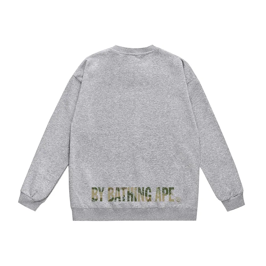 P150 model number SC459# terry 75 plus velvet 80 (top version) BAPE camouflage ape face letter pattern printed round neck sweatshirt Made of 350 grams of large terry (drop shoulder large version) fabric, soft texture and no pilling Imported environmentally friendly printing glue The pattern is bright and three-dimensional Quality 💥Same style for men and women The upper body is trendy Color: black white gray Size: S M L XL XXL