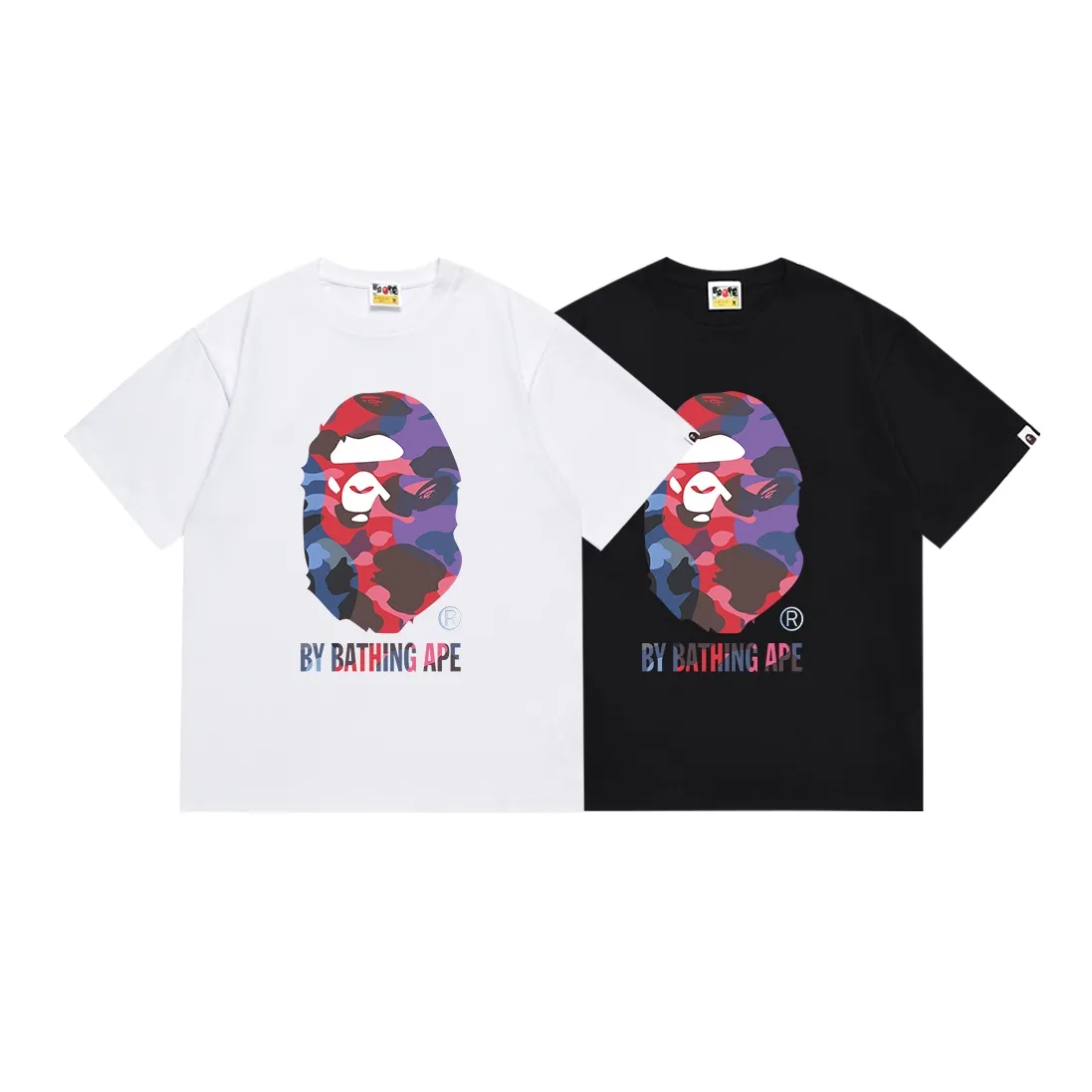 SC160#p110💰 (top version) BAPE classic ape head letter printed short-sleeved T-shirt Made of 260 grams of high-quality high-weave pure cotton fabric, double yarn combed, soft texture and non-pilling Imported environmentally friendly printing glue, bright and three-dimensional pattern, quality 💥Same style for men and women, the upper body is fashionable Color: black white Size: S M L XL XXL