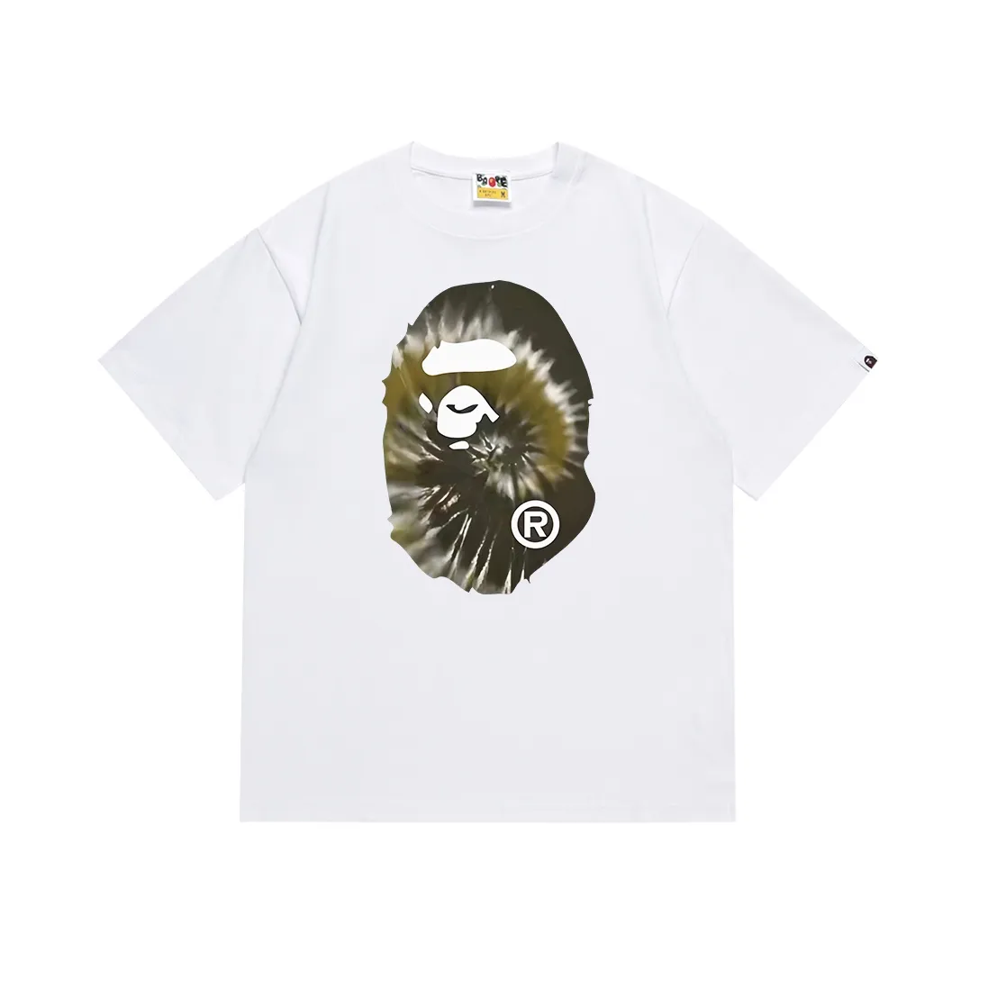 SC108#p110💰 (Top version) BAPE tie-dyed ape head print short-sleeved T-shirt Made of 260 grams of high-quality high-woven pure cotton fabric, double yarn combed, soft texture and no pilling Imported environmentally friendly printing glue, bright and three-dimensional pattern, quality 💥Same style for men and women, the upper body is fashionable Color: black white Size: S M L XL XXL