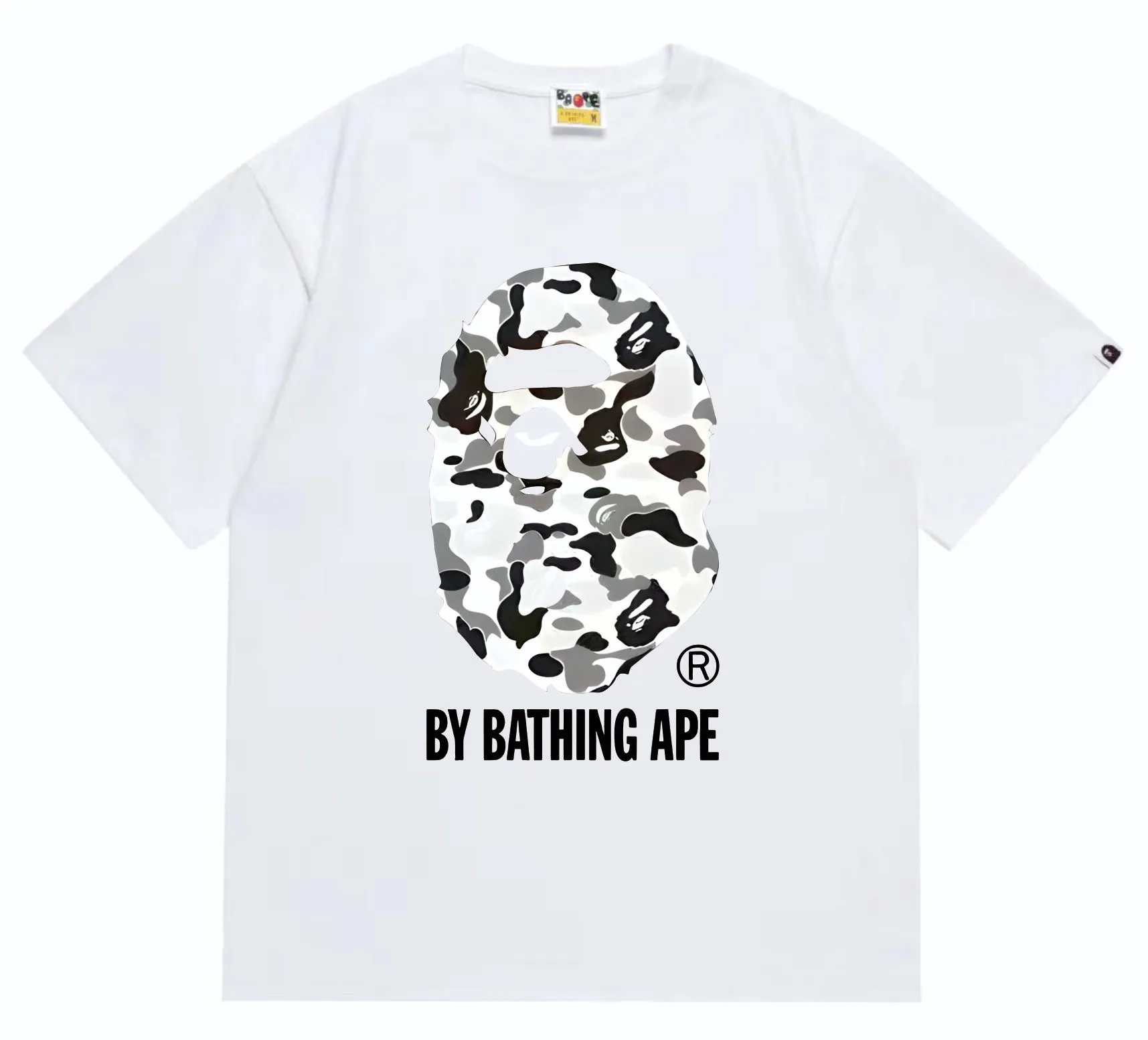 SC261#p110💰 (top version) BAPE classic camouflage ape head letter printed short-sleeved T-shirt Made of 260 grams of high-quality high-weave pure cotton fabric, double yarn combed, soft and non-pilling texture, imported environmentally friendly printing glue, bright and three-dimensional pattern, quality 💥Same style for men and women, the upper body is fashionable Color: black white Size: S M L XL XXL