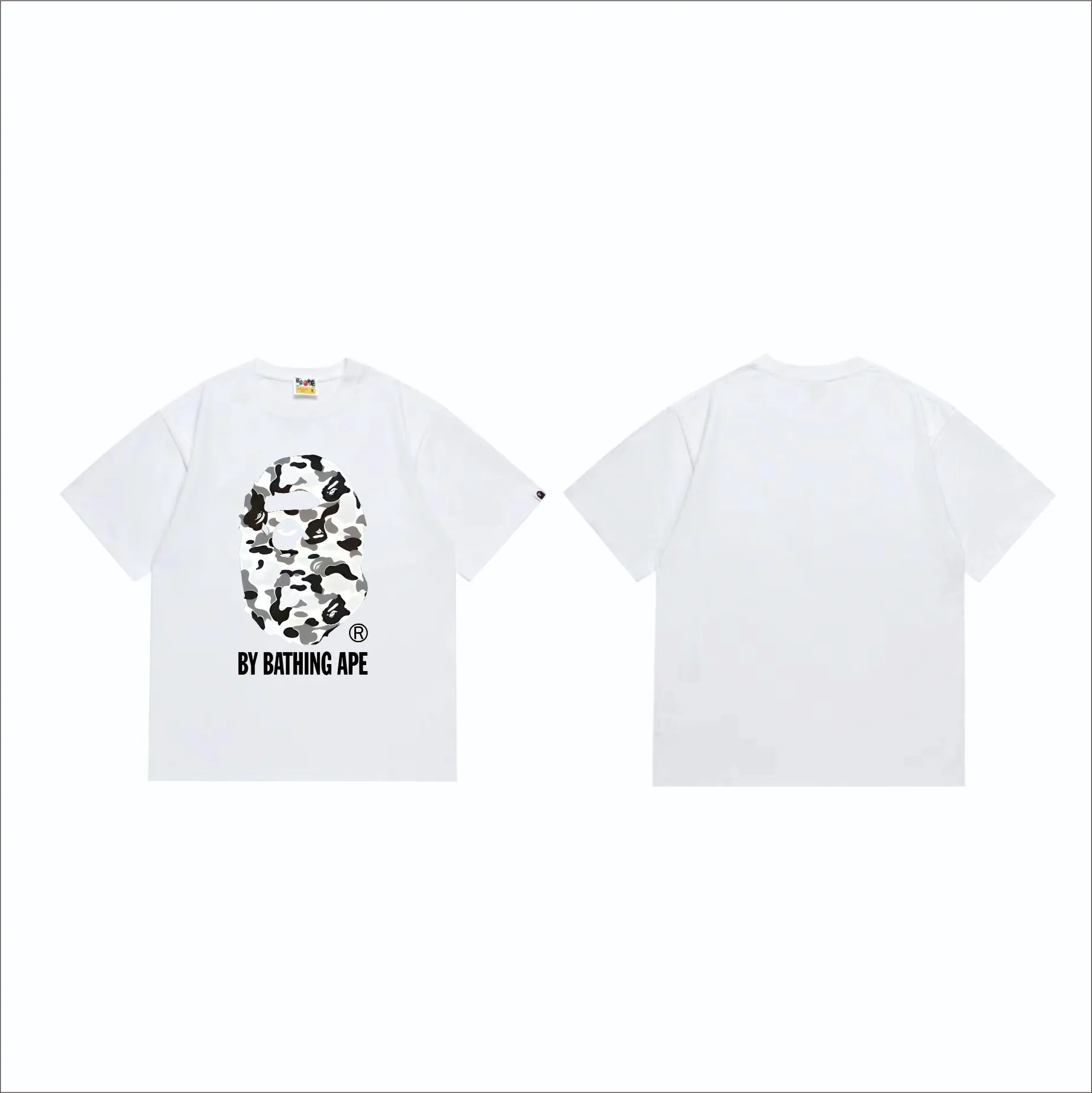 SC261#p110💰 (top version) BAPE classic camouflage ape head letter printed short-sleeved T-shirt Made of 260 grams of high-quality high-weave pure cotton fabric, double yarn combed, soft and non-pilling texture, imported environmentally friendly printing glue, bright and three-dimensional pattern, quality 💥Same style for men and women, the upper body is fashionable Color: black white Size: S M L XL XXL