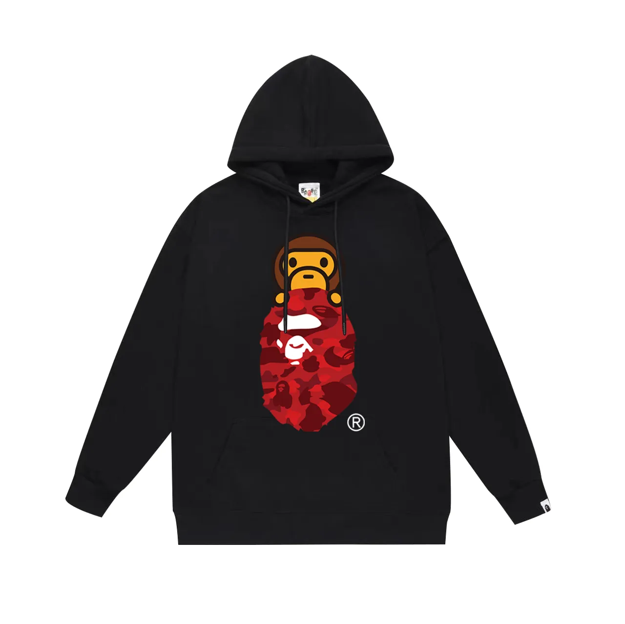 P160 model number SC768# terry 80 plus velvet 90 (top version) BAPE COLOR CAMO MILO ON APE camouflage ape print hooded sweatshirt. Made of 380 grams of large terry (drop shoulder large version) fabric. The texture is soft and does not pill. Imported environmentally friendly printing glue. The pattern is bright and three-dimensional. The quality is the same for men and women. The upper body is trendy. Color: black and red, white and red, gray and red, black and blue, white and blue, gray and blue, black and yellow. White and yellow Gray and yellow Black and purple White and purple Gray and purple Size: S M L XL XXL