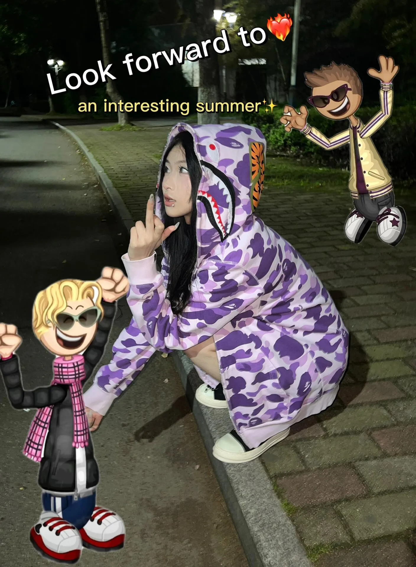💰380 BAPE Taipei limited edition purple camouflage classic shark zipper sweatshirt customized top-quality fabrics couple model: S—XXL [Tarot Purple]
