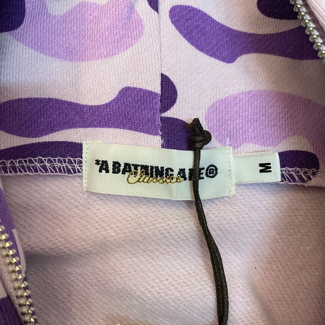💰380 BAPE Taipei limited edition purple camouflage classic shark zipper sweatshirt customized top-quality fabrics couple model: S—XXL [Tarot Purple]