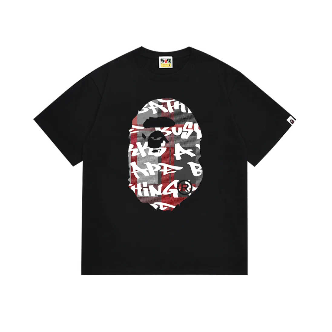 P110 SC002# (top version) BAPE ape head printed short-sleeved T-shirt Japanese trendy brand for men. Made of 260 grams of high-quality high-weave pure cotton fabric. Double yarn combed. The texture is soft and non-pilling. Imported environmentally friendly printing glue. The pattern is bright and three-dimensional. The quality is the same for men and women. The upper body is trendy. Color: red and black, red and white, blue and black, blue and white. Size: S M L XL XXL