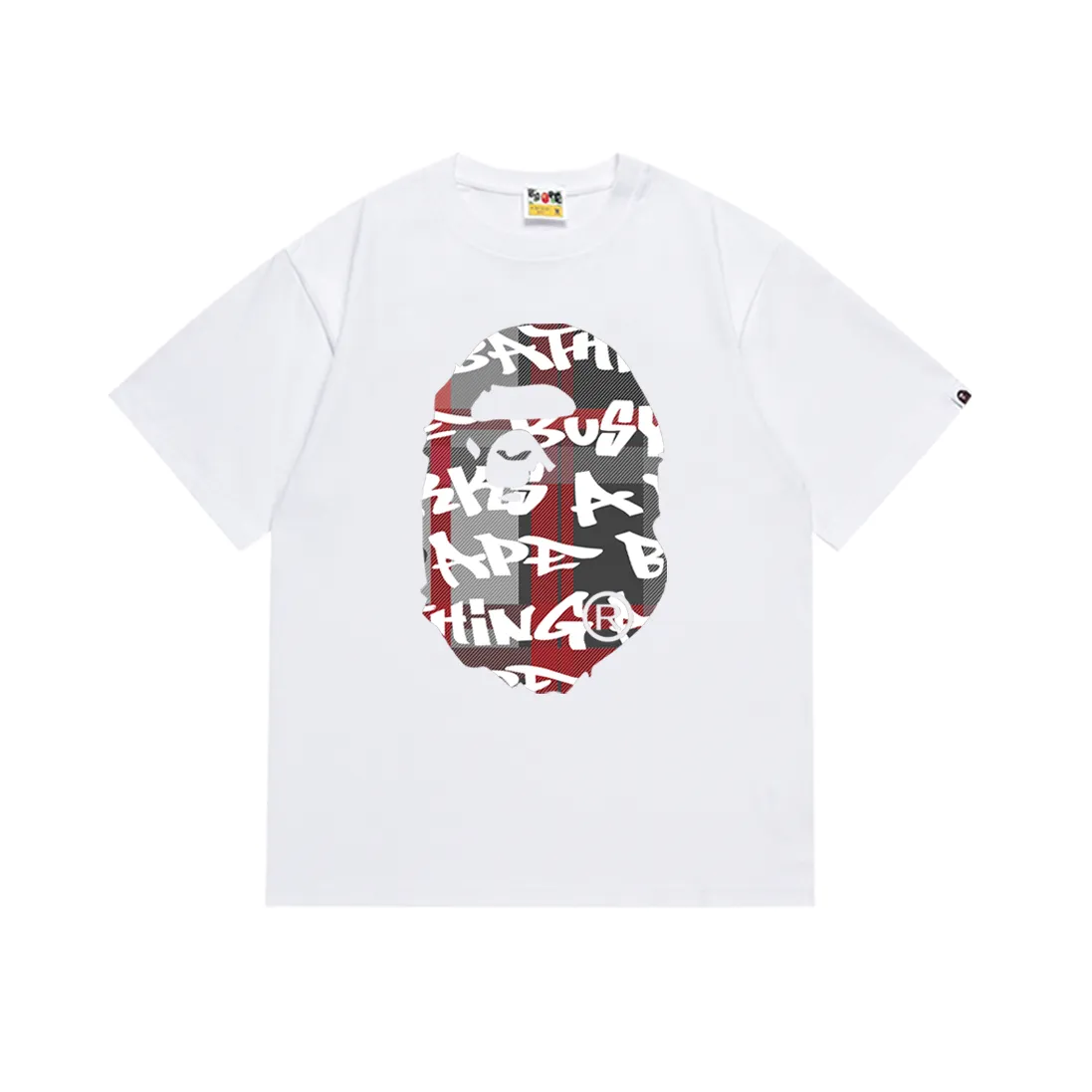P110 SC002# (top version) BAPE ape head printed short-sleeved T-shirt Japanese trendy brand for men. Made of 260 grams of high-quality high-weave pure cotton fabric. Double yarn combed. The texture is soft and non-pilling. Imported environmentally friendly printing glue. The pattern is bright and three-dimensional. The quality is the same for men and women. The upper body is trendy. Color: red and black, red and white, blue and black, blue and white. Size: S M L XL XXL