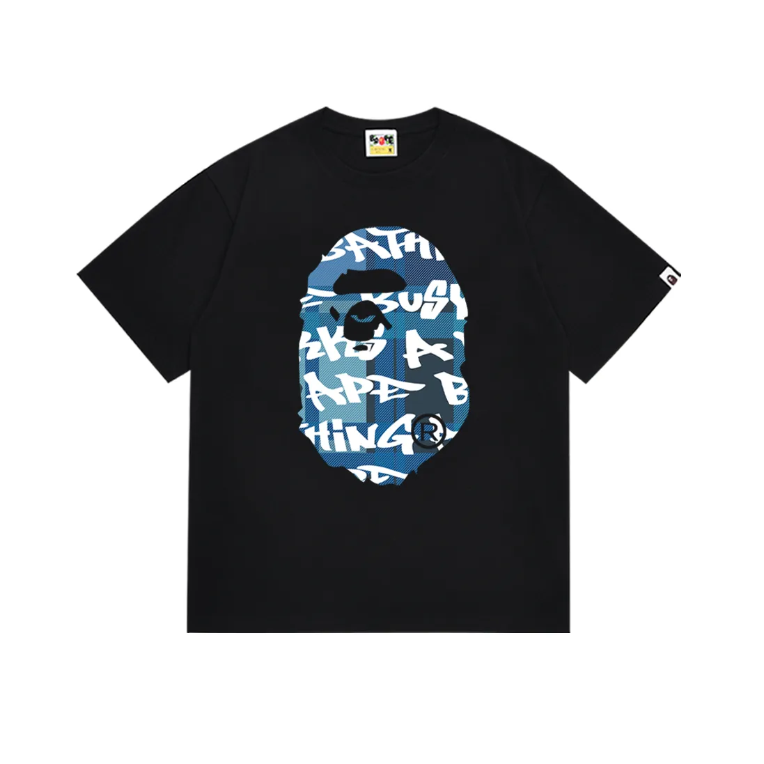 P110 SC002# (top version) BAPE ape head printed short-sleeved T-shirt Japanese trendy brand for men. Made of 260 grams of high-quality high-weave pure cotton fabric. Double yarn combed. The texture is soft and non-pilling. Imported environmentally friendly printing glue. The pattern is bright and three-dimensional. The quality is the same for men and women. The upper body is trendy. Color: red and black, red and white, blue and black, blue and white. Size: S M L XL XXL