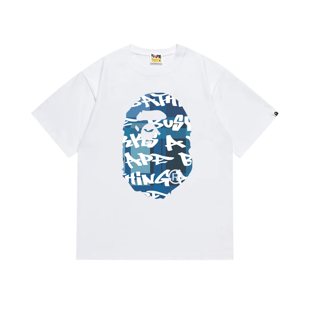 P110 SC002# (top version) BAPE ape head printed short-sleeved T-shirt Japanese trendy brand for men. Made of 260 grams of high-quality high-weave pure cotton fabric. Double yarn combed. The texture is soft and non-pilling. Imported environmentally friendly printing glue. The pattern is bright and three-dimensional. The quality is the same for men and women. The upper body is trendy. Color: red and black, red and white, blue and black, blue and white. Size: S M L XL XXL