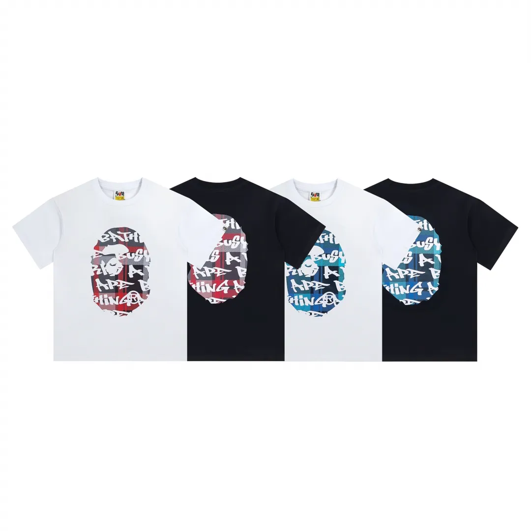 P110 SC002# (top version) BAPE ape head printed short-sleeved T-shirt Japanese trendy brand for men. Made of 260 grams of high-quality high-weave pure cotton fabric. Double yarn combed. The texture is soft and non-pilling. Imported environmentally friendly printing glue. The pattern is bright and three-dimensional. The quality is the same for men and women. The upper body is trendy. Color: red and black, red and white, blue and black, blue and white. Size: S M L XL XXL