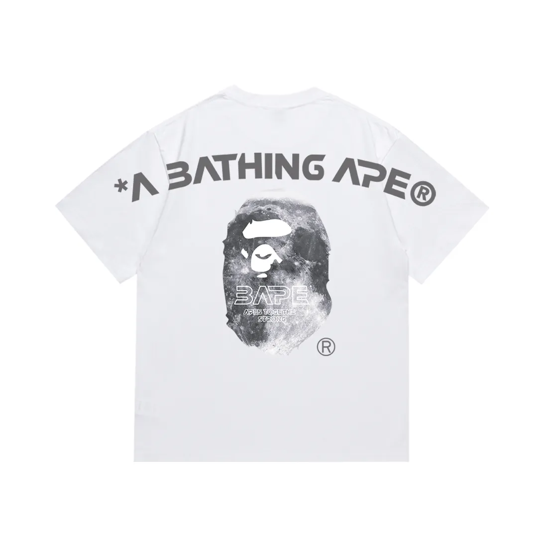 SC179#p110💰 (Top version) BAPE Ape Moon letter printed short-sleeved T-shirt Made of 260 grams of high-quality high-weave pure cotton fabric, double yarn combed, soft texture and no pilling Imported environmentally friendly printing glue, bright and three-dimensional pattern, quality 💥Same style for men and women, the upper body is fashionable Color: black white Size: S M L XL XXL