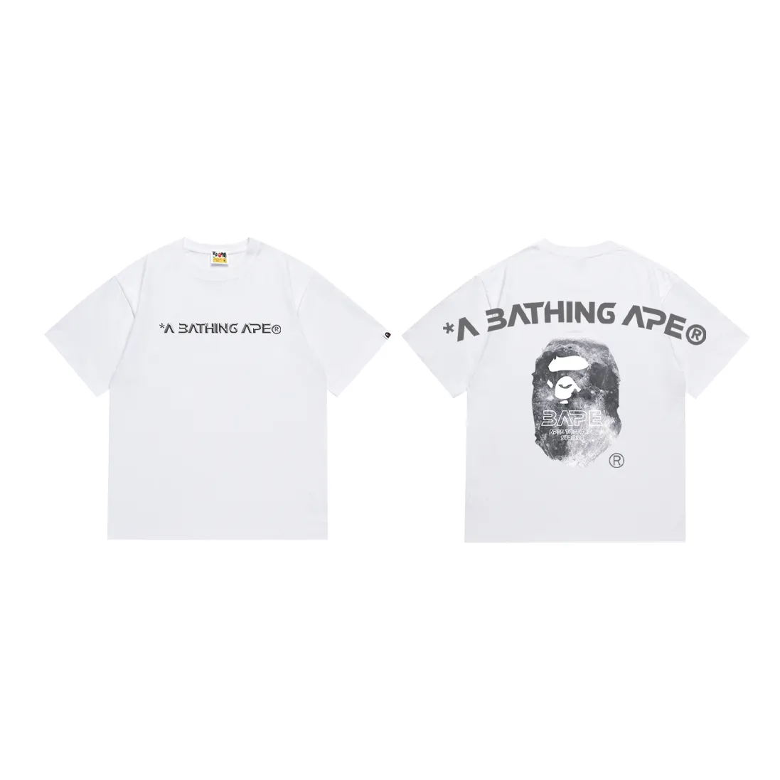 SC179#p110💰 (Top version) BAPE Ape Moon letter printed short-sleeved T-shirt Made of 260 grams of high-quality high-weave pure cotton fabric, double yarn combed, soft texture and no pilling Imported environmentally friendly printing glue, bright and three-dimensional pattern, quality 💥Same style for men and women, the upper body is fashionable Color: black white Size: S M L XL XXL