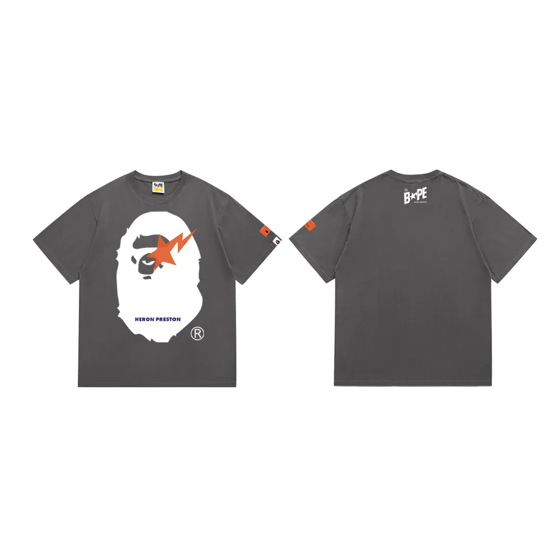 SC200#p110💰 (top version) BAPE lightning ape head oversized pattern printed T-shirt Made of 260 grams of high-quality high-weave pure cotton fabric, double yarn combed, soft texture and no pilling Imported environmentally friendly printing glue, bright and three-dimensional pattern, quality 💥Same style for men and women, the upper body is trendy Color: Klein blue, dark gray, white Size: S M L XL XXL