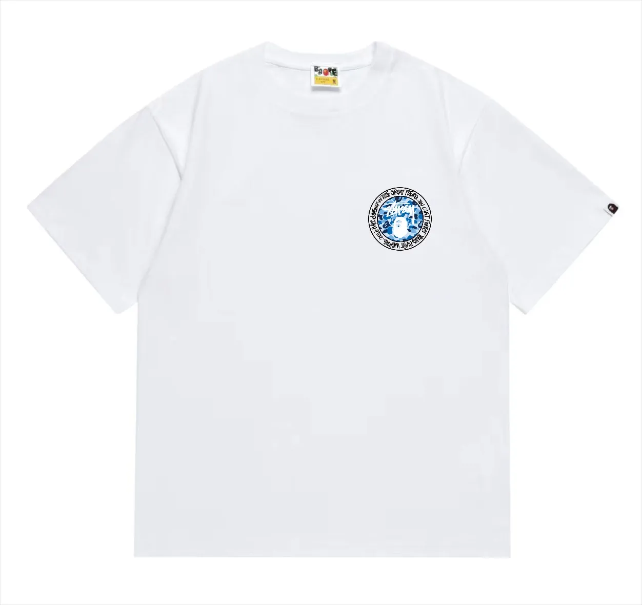 SC218#p110💰 (Top version) BAPE×Stussy co-branded Stussy letter ape print T-shirt Made of 260 grams of high-quality high-weave cotton fabric, double yarn combed, soft and non-pilling, imported environmentally friendly printing glue, bright and three-dimensional pattern, quality 💥Same style for men and women, the upper body is fashionable Color: black and white print, gray and white print, pink and white print, red and white print, white and black print, gray and black print, red and black print Pink and black print Size: S M L XL XXL
