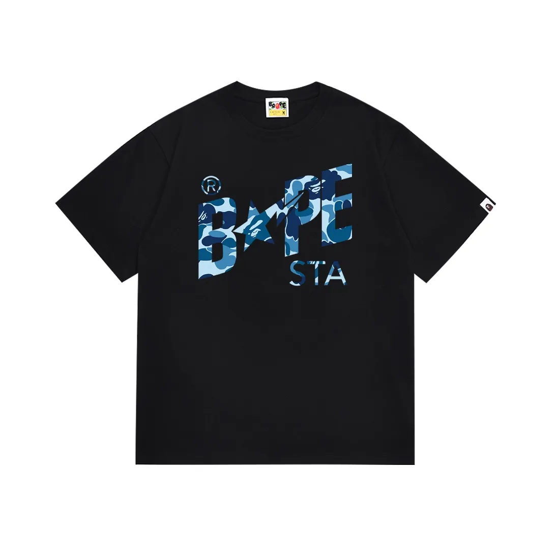 SC116#p110💰 (top version) BAPE camouflage star letter printed short-sleeved T-shirt Made of 260 grams of high-quality high-weave pure cotton fabric, double yarn combed, soft texture and no pilling Imported environmentally friendly printing glue, bright and three-dimensional pattern, quality 💥Same style for men and women, the upper body is fashionable Color: black white Size: S M L XL XXL