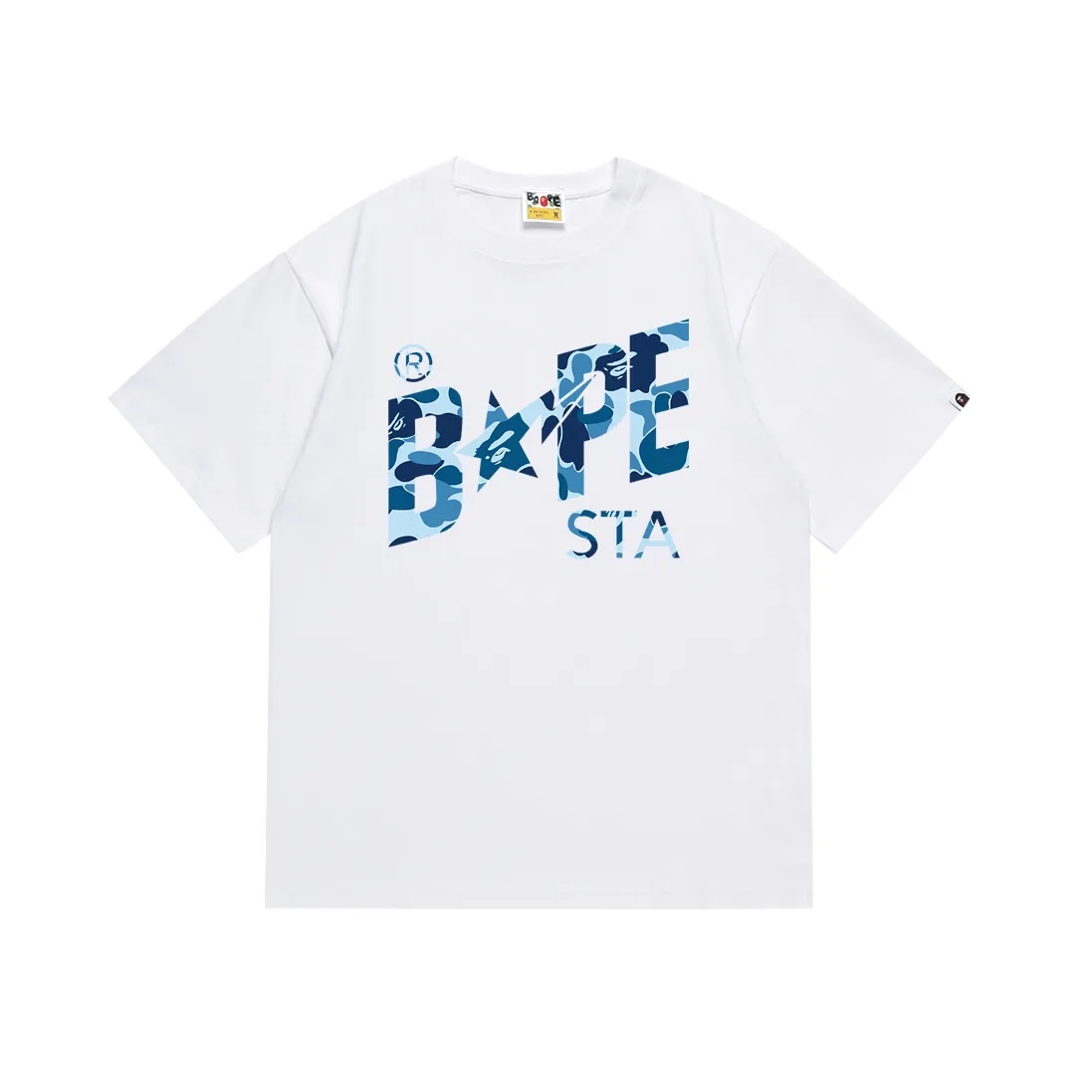 SC116#p110💰 (top version) BAPE camouflage star letter printed short-sleeved T-shirt Made of 260 grams of high-quality high-weave pure cotton fabric, double yarn combed, soft texture and no pilling Imported environmentally friendly printing glue, bright and three-dimensional pattern, quality 💥Same style for men and women, the upper body is fashionable Color: black white Size: S M L XL XXL