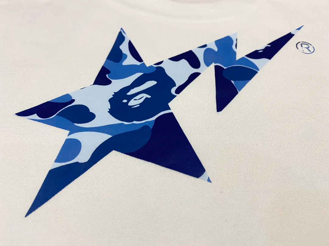 SC116#p110💰 (top version) BAPE camouflage star letter printed short-sleeved T-shirt Made of 260 grams of high-quality high-weave pure cotton fabric, double yarn combed, soft texture and no pilling Imported environmentally friendly printing glue, bright and three-dimensional pattern, quality 💥Same style for men and women, the upper body is fashionable Color: black white Size: S M L XL XXL