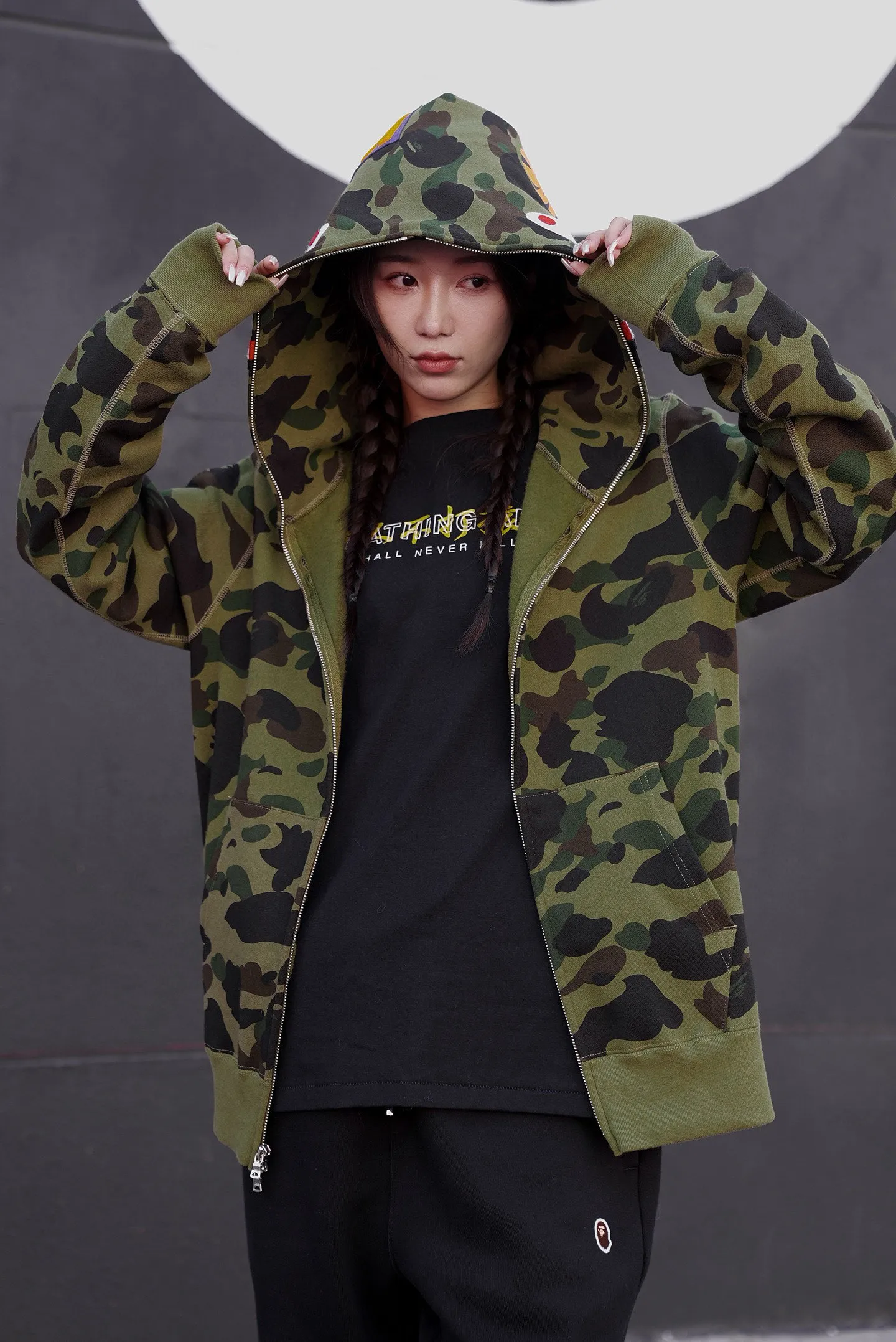 💰380 BAPE 1ST CAMO SHARK FULL Classic counter model Camouflage shark hooded zipper sweatshirt Machine-printed camouflage Top-quality fabric High-end 1:1 replica Customized fabric Couple model: S—XXL [Camouflage yellow, Camouflage green, Camouflage red, Camouflage purple, Camouflage blue, Camouflage gray]