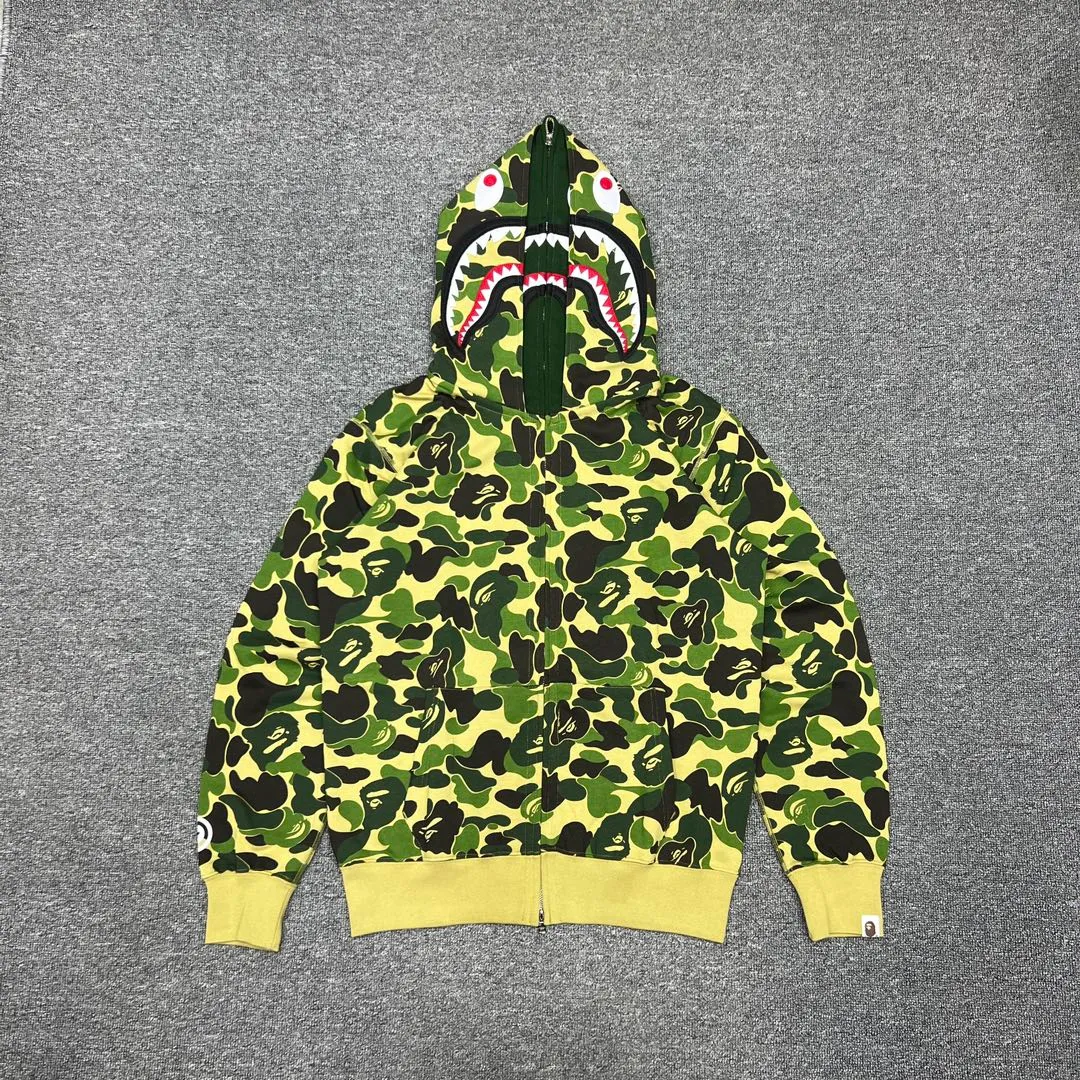 💰440 Bape Abc Double Hat Large Flower Camouflage Shark Customized fabric 1:1 Fine workmanship High version Couple model: S—XXL [Green Pink Blue]