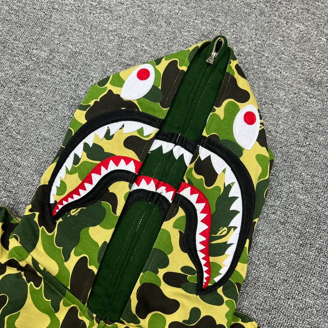 💰440 Bape Abc Double Hat Large Flower Camouflage Shark Customized fabric 1:1 Fine workmanship High version Couple model: S—XXL [Green Pink Blue]