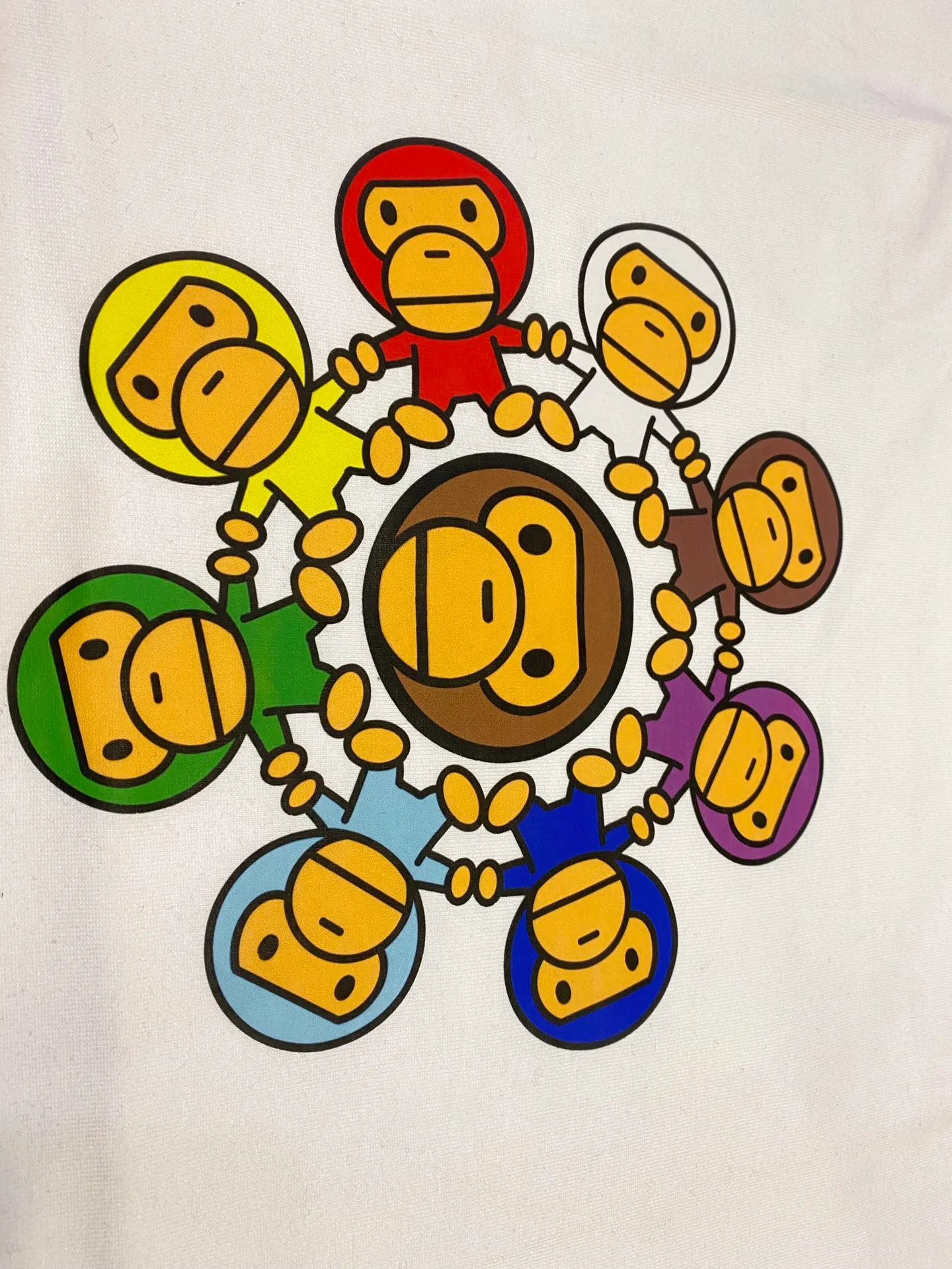 SC132#p110💰 (top version) BAPE Wang Jiaer's same style A BATHING APE MILO colorful printed short-sleeved T-shirt. Made of 260 grams of high-quality high-weave pure cotton fabric. Double yarn combed, soft texture and no pilling. Imported environmentally friendly printing glue. Bright and three-dimensional pattern. Quality💥Same style for men and women. The upper body is trendy. Color: black white. Size: S M L XL XXL