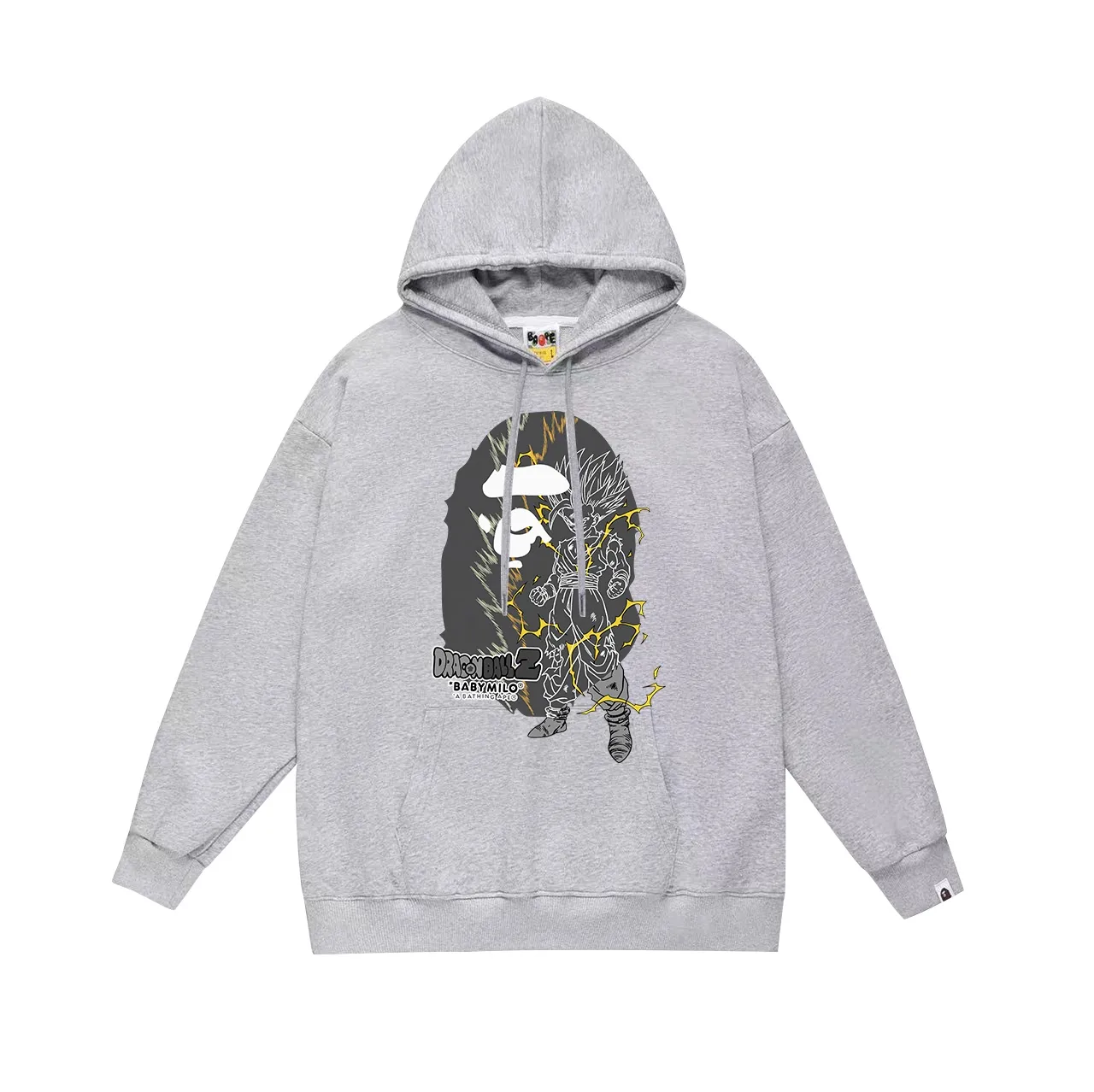 Model No. SC626# Terry p160 plus velvet p180💰 (top version) BAPE✖️DARGON BALL SON GOHAN ape head lightning joint printed hooded sweatshirt. Made of 380g large terry 430g silver fox velvet (drop shoulder large version) fabric. The texture is soft and non-pilling. Imported environmentally friendly printing glue. The pattern is bright and three-dimensional. Quality💥Same style for men and women. The upper body is trendy. Color: black white Gray Size: S M L XL XXL