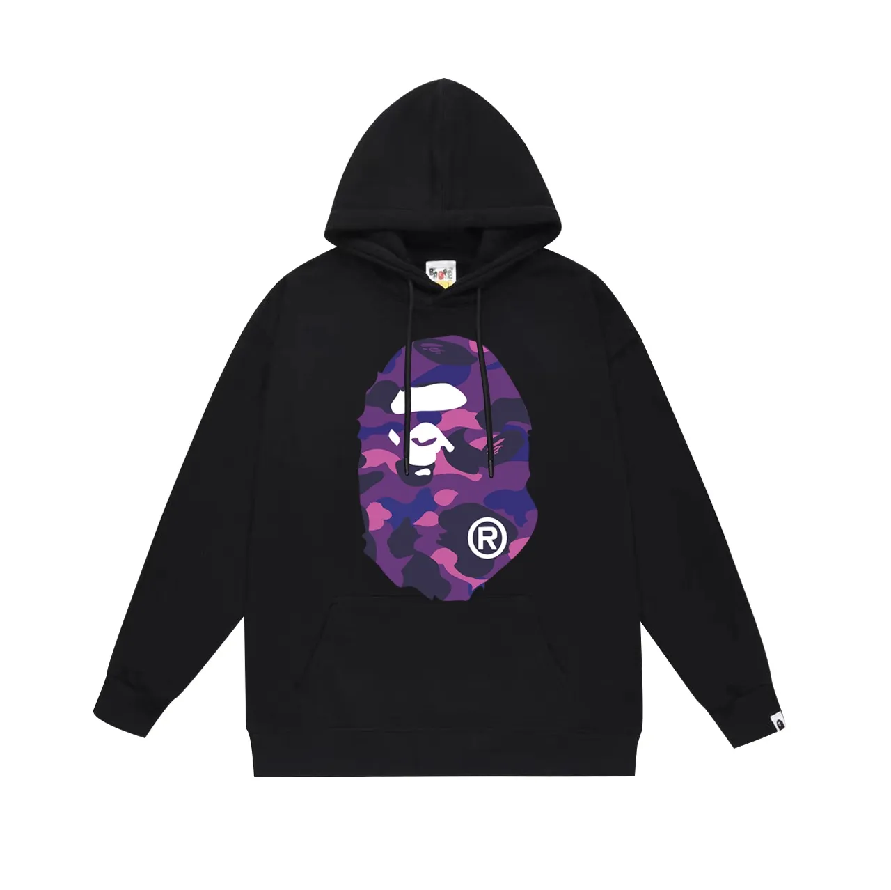 Model No. SC660#terry p160 plus velvet p180💰 (top version) BAPE double-sided camouflage ape head print hooded sweatshirt Made of 380g large terry 430g silver fox velvet (drop shoulder large version) fabric, soft texture and no pilling Imported environmentally friendly printing glue The pattern is bright and three-dimensional Quality💥Same style for men and women The upper body is trendy Color: black purple white purple gray purple Size: S M L XL XXL