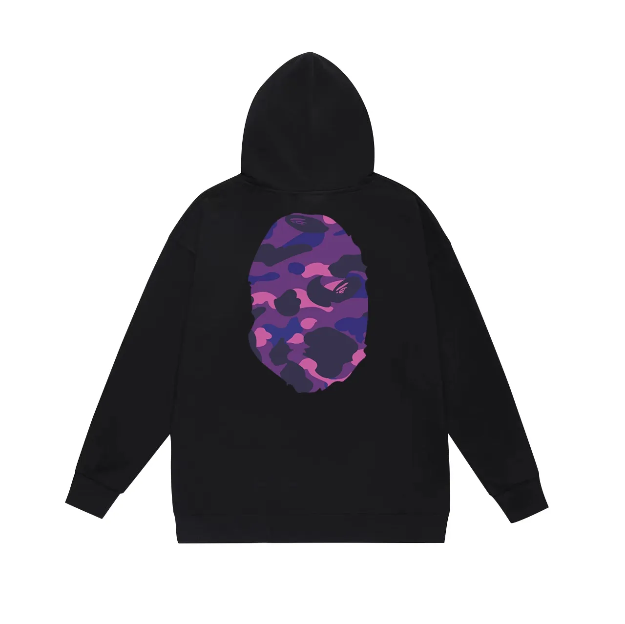 Model No. SC660#terry p160 plus velvet p180💰 (top version) BAPE double-sided camouflage ape head print hooded sweatshirt Made of 380g large terry 430g silver fox velvet (drop shoulder large version) fabric, soft texture and no pilling Imported environmentally friendly printing glue The pattern is bright and three-dimensional Quality💥Same style for men and women The upper body is trendy Color: black purple white purple gray purple Size: S M L XL XXL