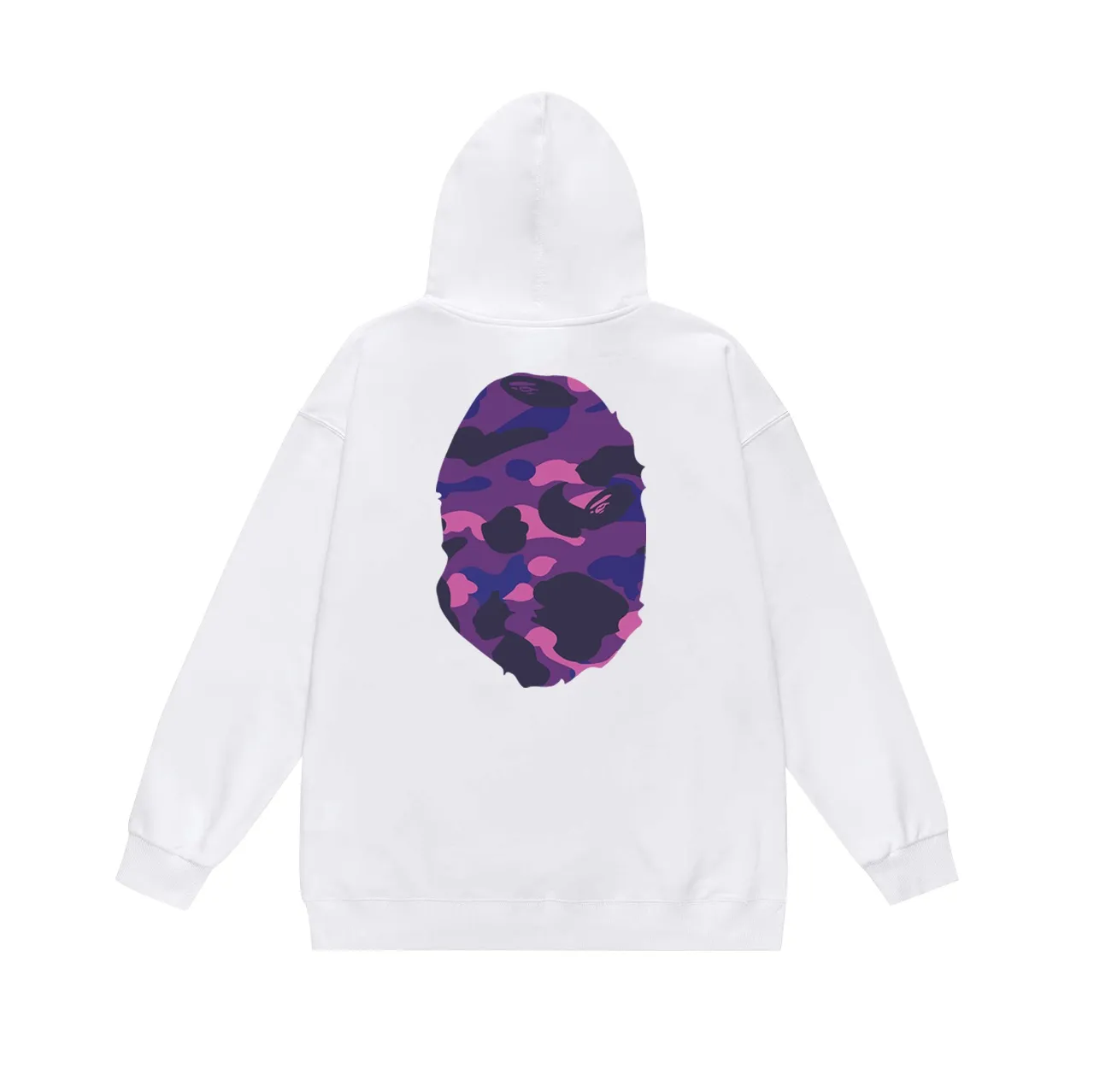 Model No. SC660#terry p160 plus velvet p180💰 (top version) BAPE double-sided camouflage ape head print hooded sweatshirt Made of 380g large terry 430g silver fox velvet (drop shoulder large version) fabric, soft texture and no pilling Imported environmentally friendly printing glue The pattern is bright and three-dimensional Quality💥Same style for men and women The upper body is trendy Color: black purple white purple gray purple Size: S M L XL XXL