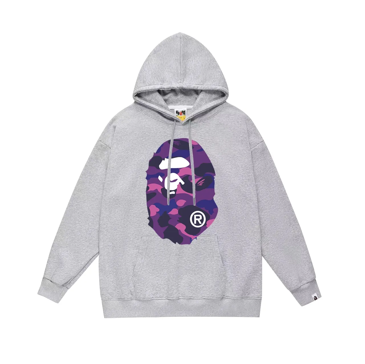Model No. SC660#terry p160 plus velvet p180💰 (top version) BAPE double-sided camouflage ape head print hooded sweatshirt Made of 380g large terry 430g silver fox velvet (drop shoulder large version) fabric, soft texture and no pilling Imported environmentally friendly printing glue The pattern is bright and three-dimensional Quality💥Same style for men and women The upper body is trendy Color: black purple white purple gray purple Size: S M L XL XXL