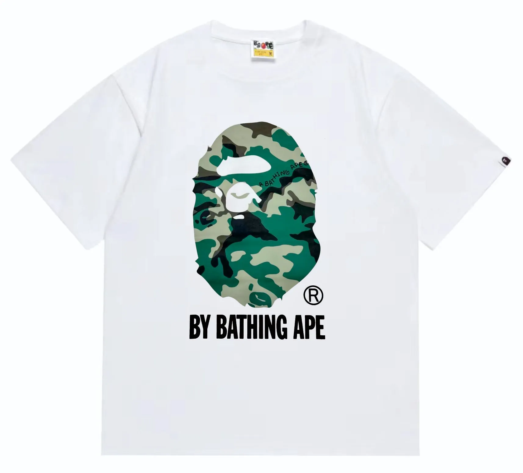 SC254#p110💰 (Top version) BAPE forest camouflage great ape letter print T-shirt Made of 260 grams of high-quality high-weave pure cotton fabric, double yarn combed, soft texture without pilling, imported environmentally friendly printing glue, bright and three-dimensional pattern, quality 💥Same style for men and women, the upper body is fashionable Color: black white Size: S M L XL XXL