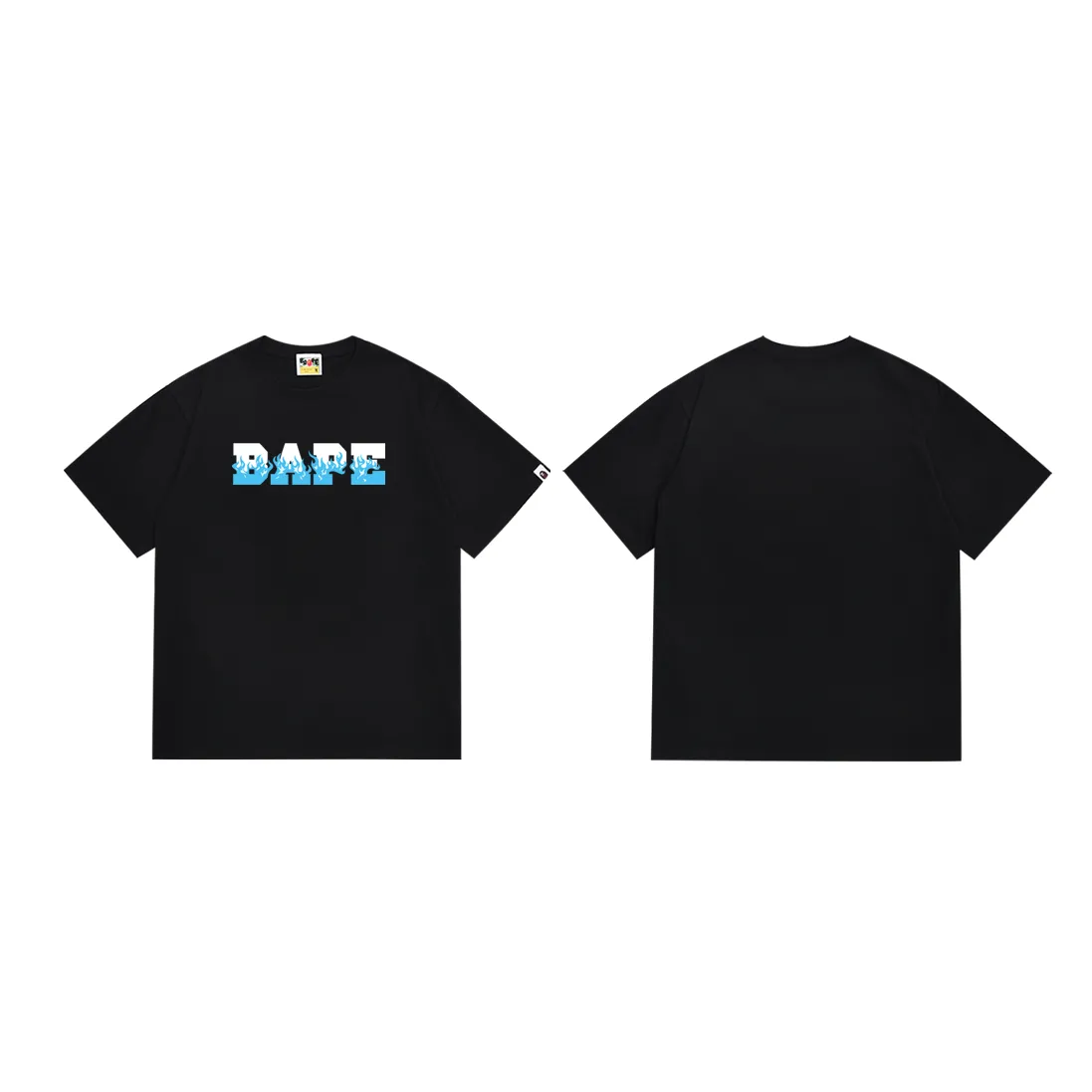 SC237#p110💰 (top version) BAPE flame letter print pattern round neck short-sleeved T-shirt Made of 260 grams of high-quality high-weave pure cotton fabric, double yarn combed, soft texture and no pilling Imported environmentally friendly printing glue, bright and three-dimensional pattern, quality 💥Same style for men and women, the upper body is fashionable Color: black and red, white and red, black and blue, white and blue Size: S M L XL XXL