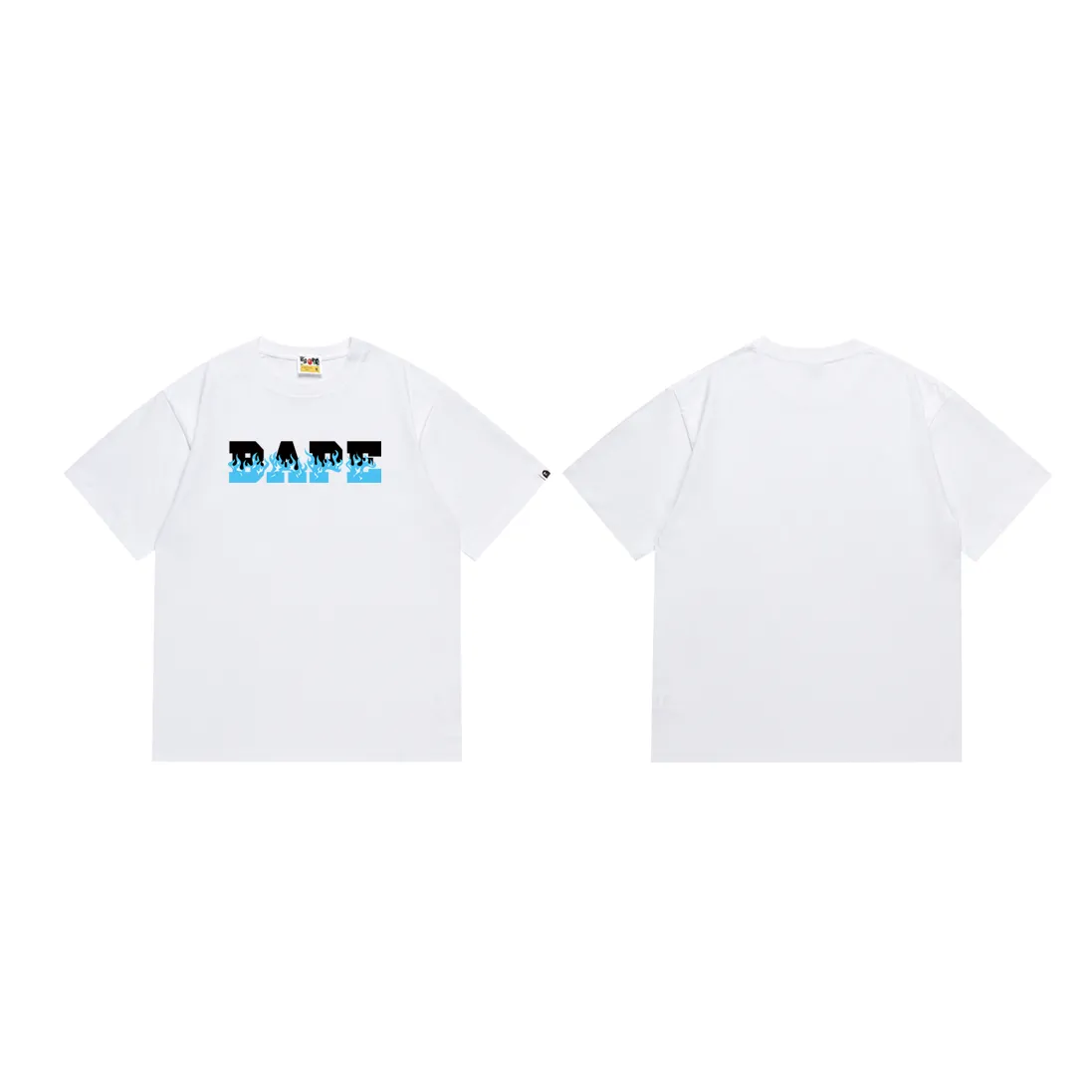 SC237#p110💰 (top version) BAPE flame letter print pattern round neck short-sleeved T-shirt Made of 260 grams of high-quality high-weave pure cotton fabric, double yarn combed, soft texture and no pilling Imported environmentally friendly printing glue, bright and three-dimensional pattern, quality 💥Same style for men and women, the upper body is fashionable Color: black and red, white and red, black and blue, white and blue Size: S M L XL XXL