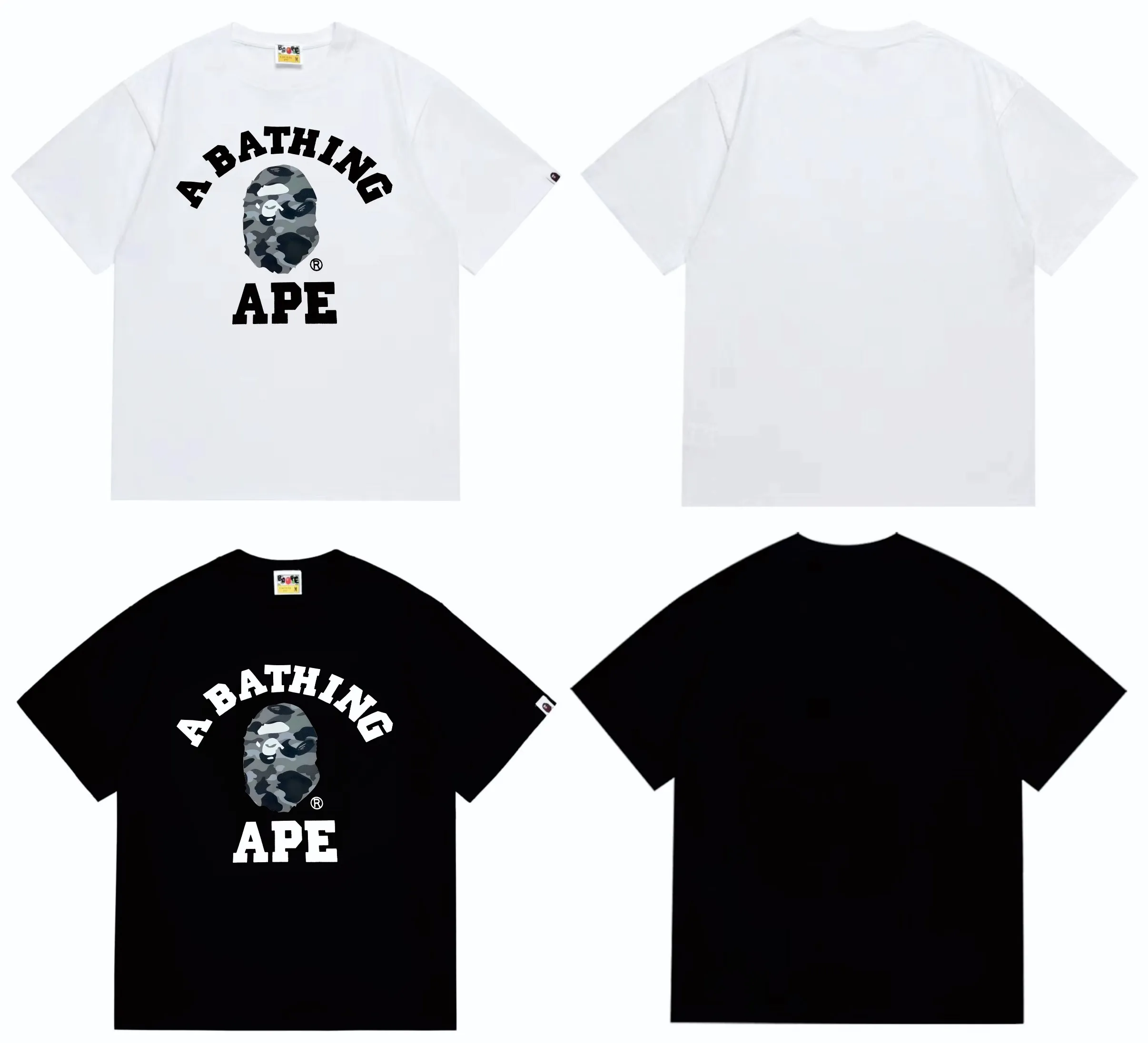 SC251#p110💰 (Top version) BAPE honeycomb camouflage letter ape head printed short-sleeved T-shirt Made of 260 grams of high-quality high-weave pure cotton fabric, double yarn combed, soft texture and no pilling Imported environmentally friendly printing glue, bright and three-dimensional pattern, quality 💥Same style for men and women, the upper body is fashionable Color: black and blue, white and blue, black and gray, white and gray Size: S M L XL XXL