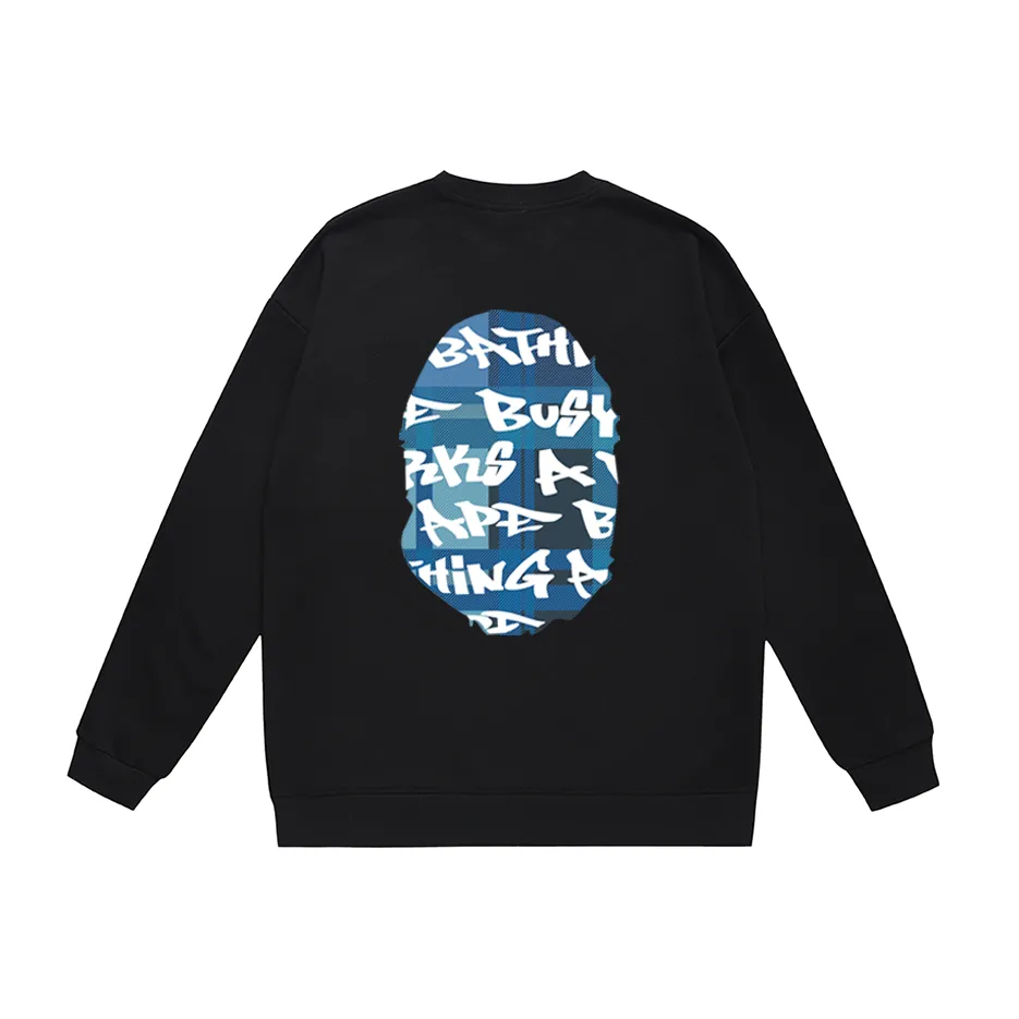 P170 model number SC302# terry 80 plus velvet 85 (top version) BAPE ape-man head colorful letter printed round neck sweatshirt Made of 350g large terry (drop shoulder large version) fabric, soft texture and no pilling Imported environmentally friendly printing glue The pattern is bright and three-dimensional Quality 💥Same style for men and women The upper body is trendy Color: black and red white and red gray red black and blue white blue gray blue Size: S M L XL XXL