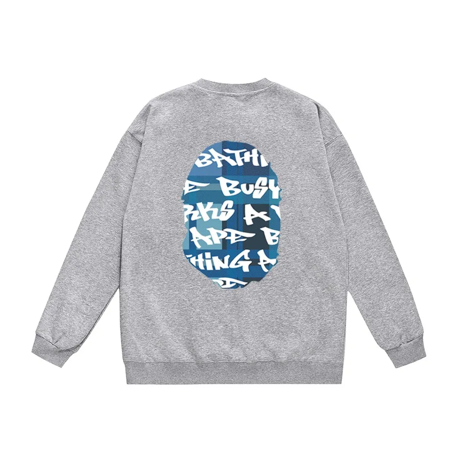 P170 model number SC302# terry 80 plus velvet 85 (top version) BAPE ape-man head colorful letter printed round neck sweatshirt Made of 350g large terry (drop shoulder large version) fabric, soft texture and no pilling Imported environmentally friendly printing glue The pattern is bright and three-dimensional Quality 💥Same style for men and women The upper body is trendy Color: black and red white and red gray red black and blue white blue gray blue Size: S M L XL XXL
