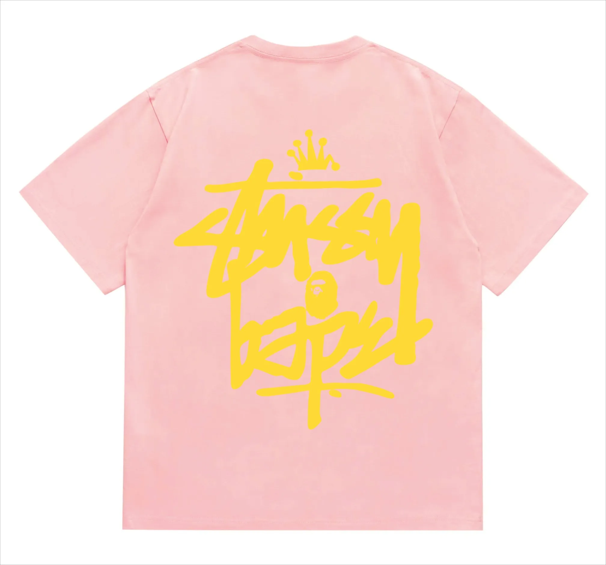 SC208#p110💰 (top version) BAPE×Stussy co-branded Stussy letter ape print T-shirt Made of 260 grams of high-quality high-weave pure cotton fabric, double yarn combed, soft texture and no pilling Imported environmentally friendly printing glue, bright and three-dimensional pattern, quality 💥Same style for men and women, the upper body is fashionable Color: black and yellow, gray and yellow, pink and yellow, red and yellow, white and yellow, black pink, gray powder, pink, red pink, white powder Black and white Gray and white Pink and white Red and white White and black Gray and black Pink and black Red and black Size: S M L XL XXL