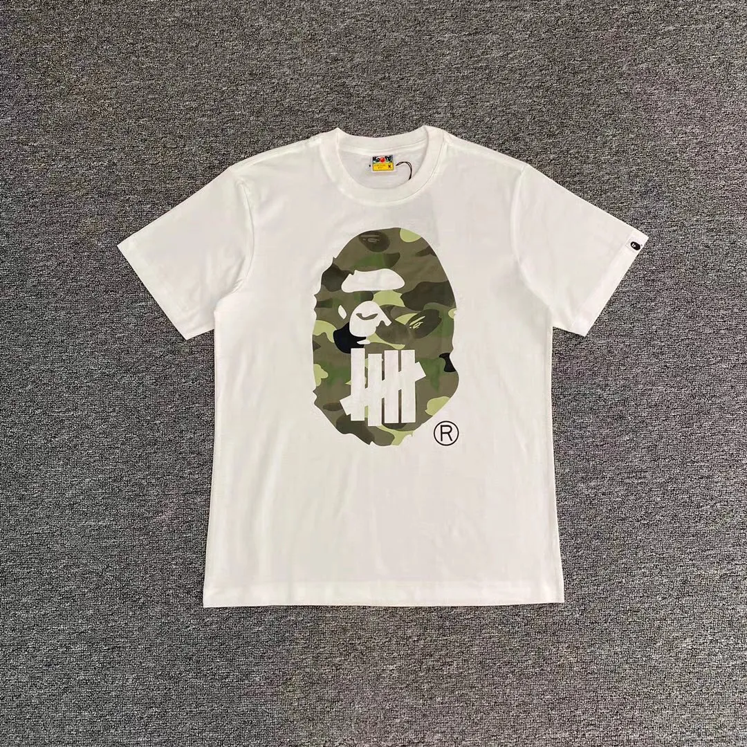 P110 00175 Bape✖️UNDFATED joint camouflage ape head print short-sleeved T-shirt, same style for men and women, size s mlxlxxl, black and white