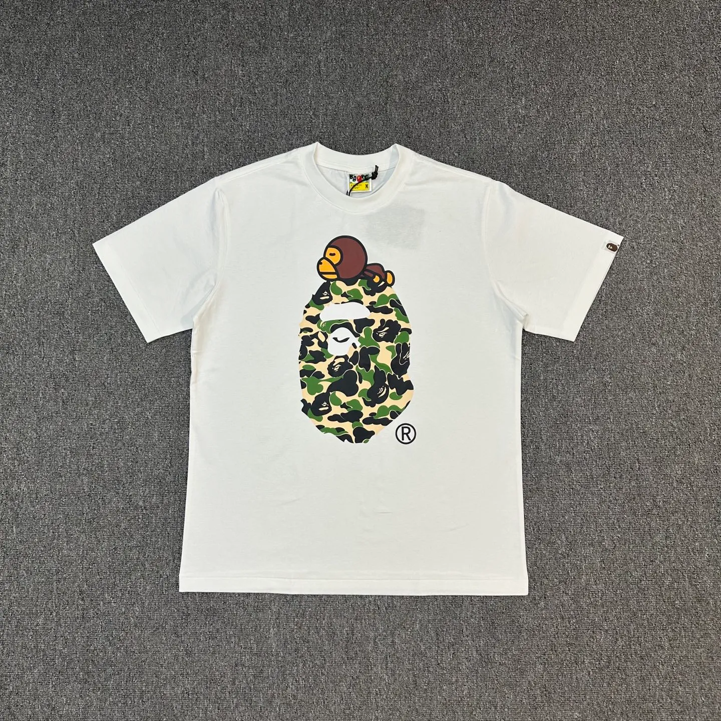 💰140 BAPE SS25 ABC CAMO series Cartoon ape orangutan pattern printing 280g weight linen cotton fabric ZP version Couple model: S-XXL [black pink white pink black blue white blue black green white green]