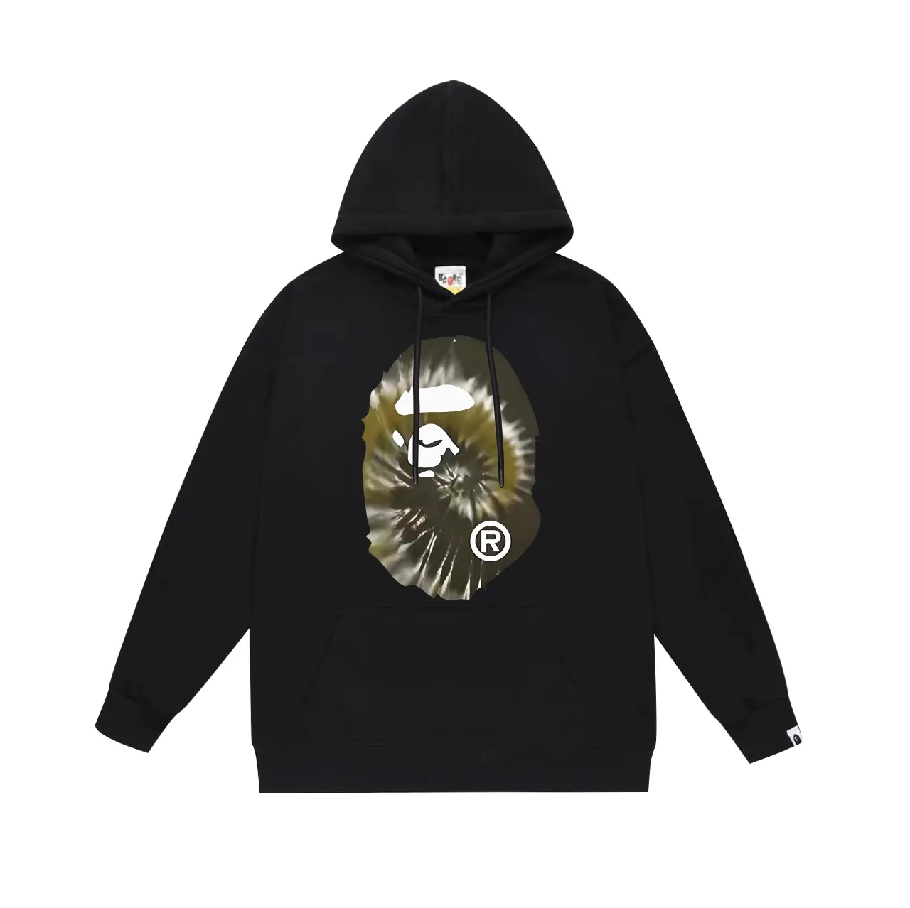 Model No. SC708# terry p160 plus velvet 180💰 (top version) BAPE autumn and winter tie-dyed ape head print hooded sweatshirt. Made of 350 grams of large terry (drop shoulder large version) fabric. The texture is soft and non-pilling. Imported environmentally friendly printing glue. The pattern is bright and three-dimensional. Quality💥Same style for men and women. The upper body is trendy. Color: black white gray Size: S M L XL XXL