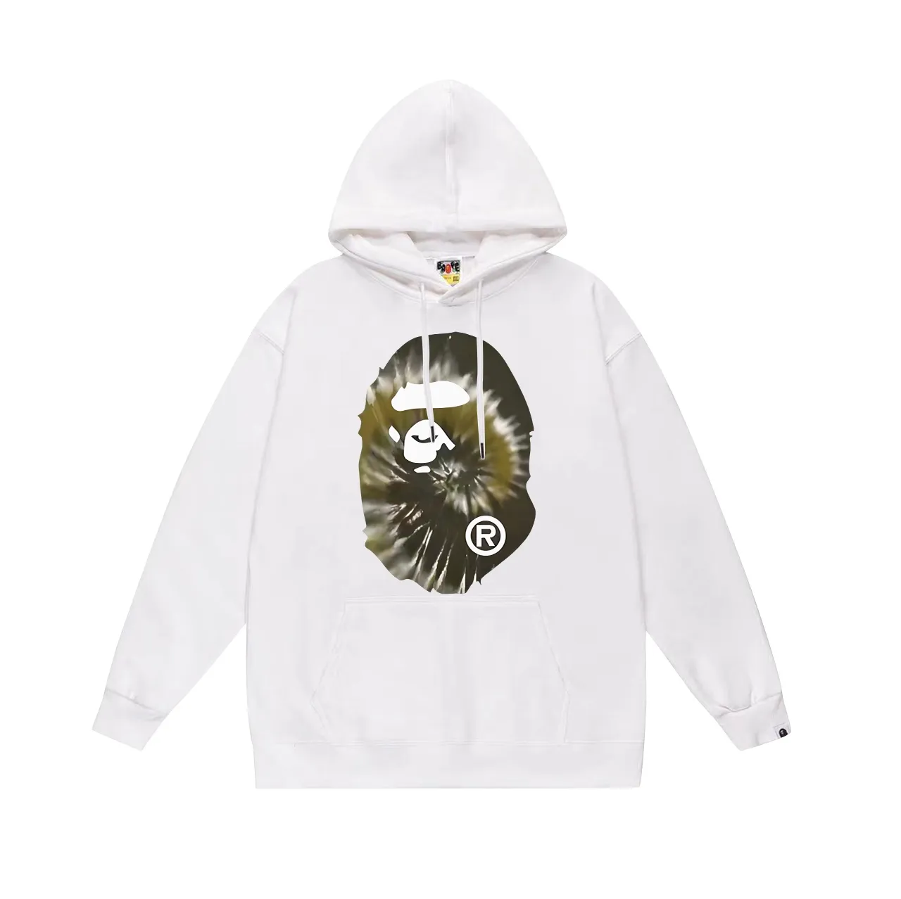 Model No. SC708# terry p160 plus velvet 180💰 (top version) BAPE autumn and winter tie-dyed ape head print hooded sweatshirt. Made of 350 grams of large terry (drop shoulder large version) fabric. The texture is soft and non-pilling. Imported environmentally friendly printing glue. The pattern is bright and three-dimensional. Quality💥Same style for men and women. The upper body is trendy. Color: black white gray Size: S M L XL XXL
