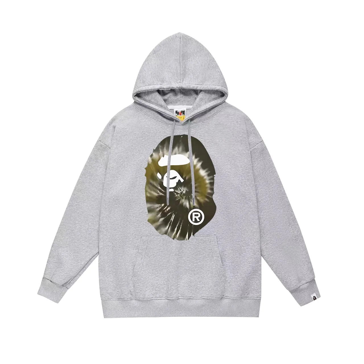 Model No. SC708# terry p160 plus velvet 180💰 (top version) BAPE autumn and winter tie-dyed ape head print hooded sweatshirt. Made of 350 grams of large terry (drop shoulder large version) fabric. The texture is soft and non-pilling. Imported environmentally friendly printing glue. The pattern is bright and three-dimensional. Quality💥Same style for men and women. The upper body is trendy. Color: black white gray Size: S M L XL XXL