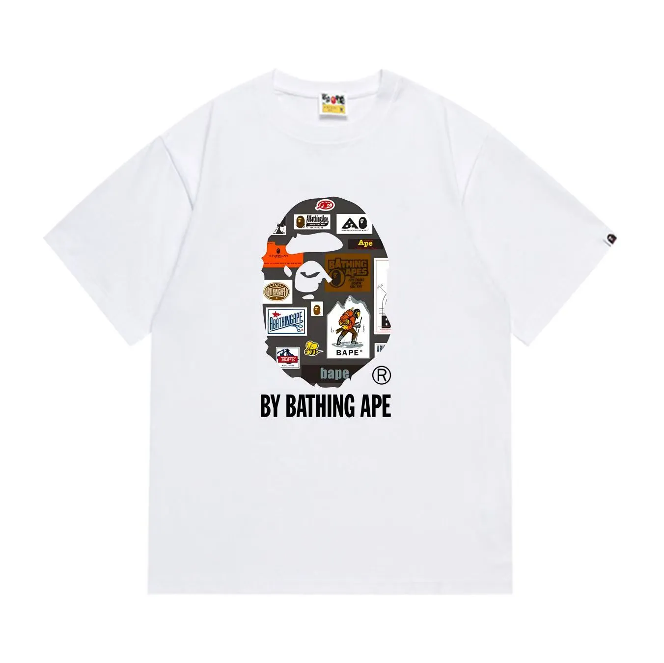 SC1007#p110💰 (top version) BAPE uses 260 grams of high-quality high-weave pure cotton fabric, double yarn combed, soft texture and no pilling, imported environmentally friendly printing glue, bright and three-dimensional pattern, quality 💥Same style for men and women, the upper body is trendy Color: Black White Size: S M L XL XXL