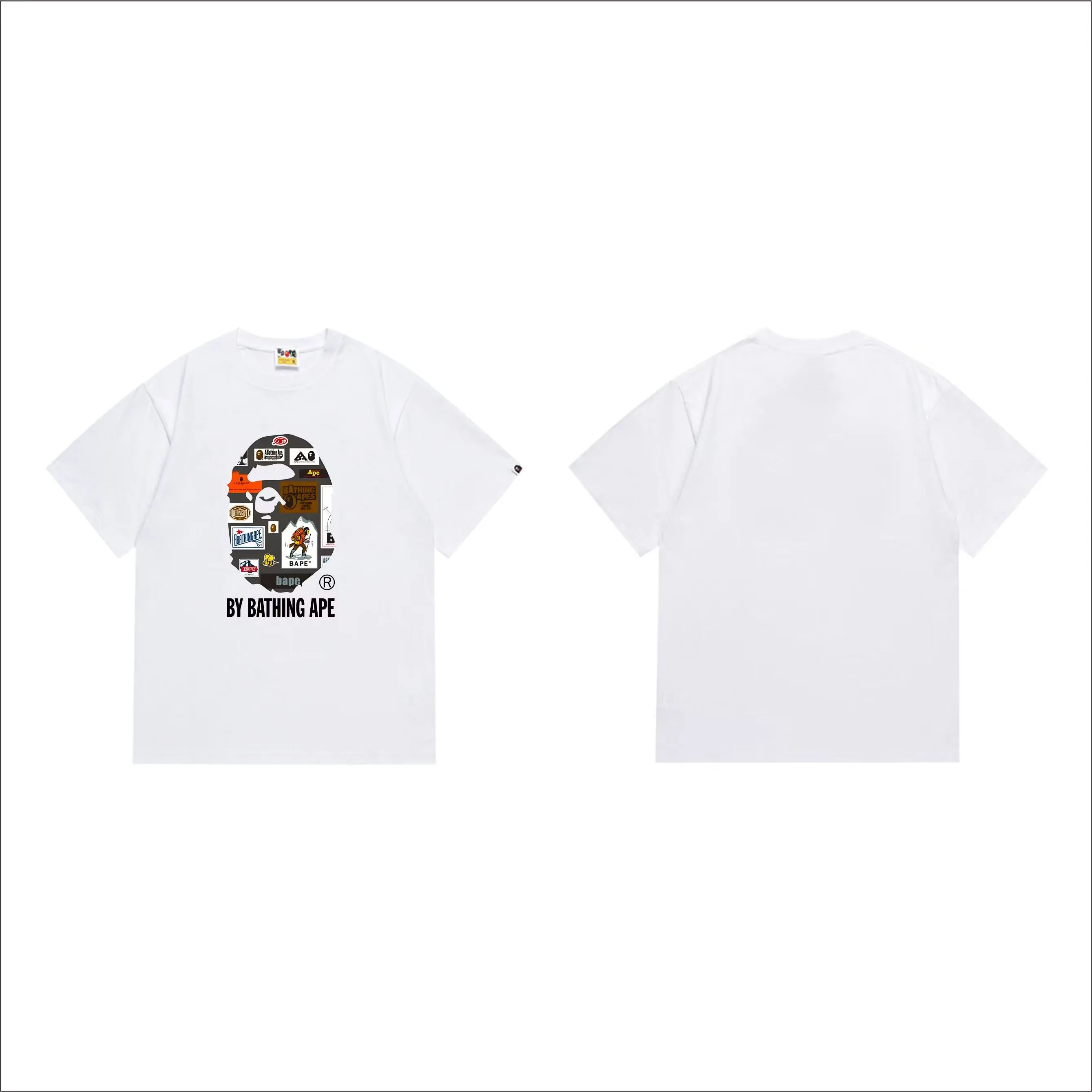 SC1007#p110💰 (top version) BAPE uses 260 grams of high-quality high-weave pure cotton fabric, double yarn combed, soft texture and no pilling, imported environmentally friendly printing glue, bright and three-dimensional pattern, quality 💥Same style for men and women, the upper body is trendy Color: Black White Size: S M L XL XXL