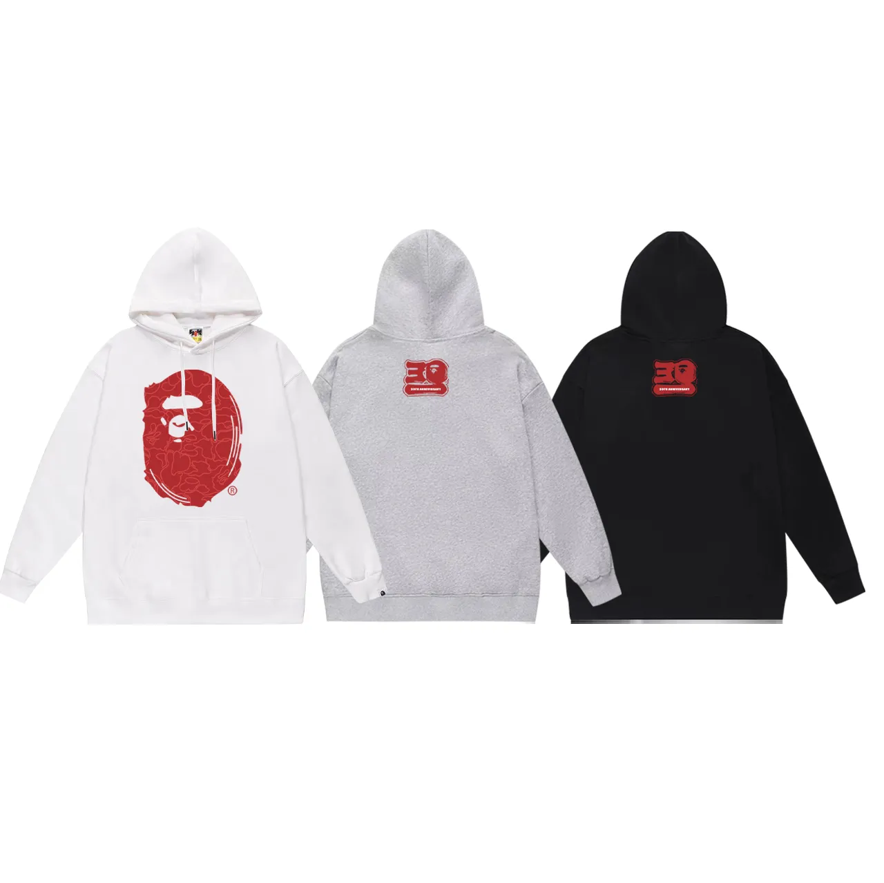 P160 model number SC773# terry 80 plus velvet 90 (top version) BAPE Monkey Head 30th anniversary limited edition camouflage hooded sweatshirt. Made of 380g large terry (drop shoulder large version) fabric. The texture is soft and non-pilling. Imported environmentally friendly printing glue. The pattern is bright and three-dimensional. Quality 💥Same style for men and women. The upper body is trendy. Color: black green white green gray green black red white red gray red black blue white blue Gray blue Size: S M L XL XXL